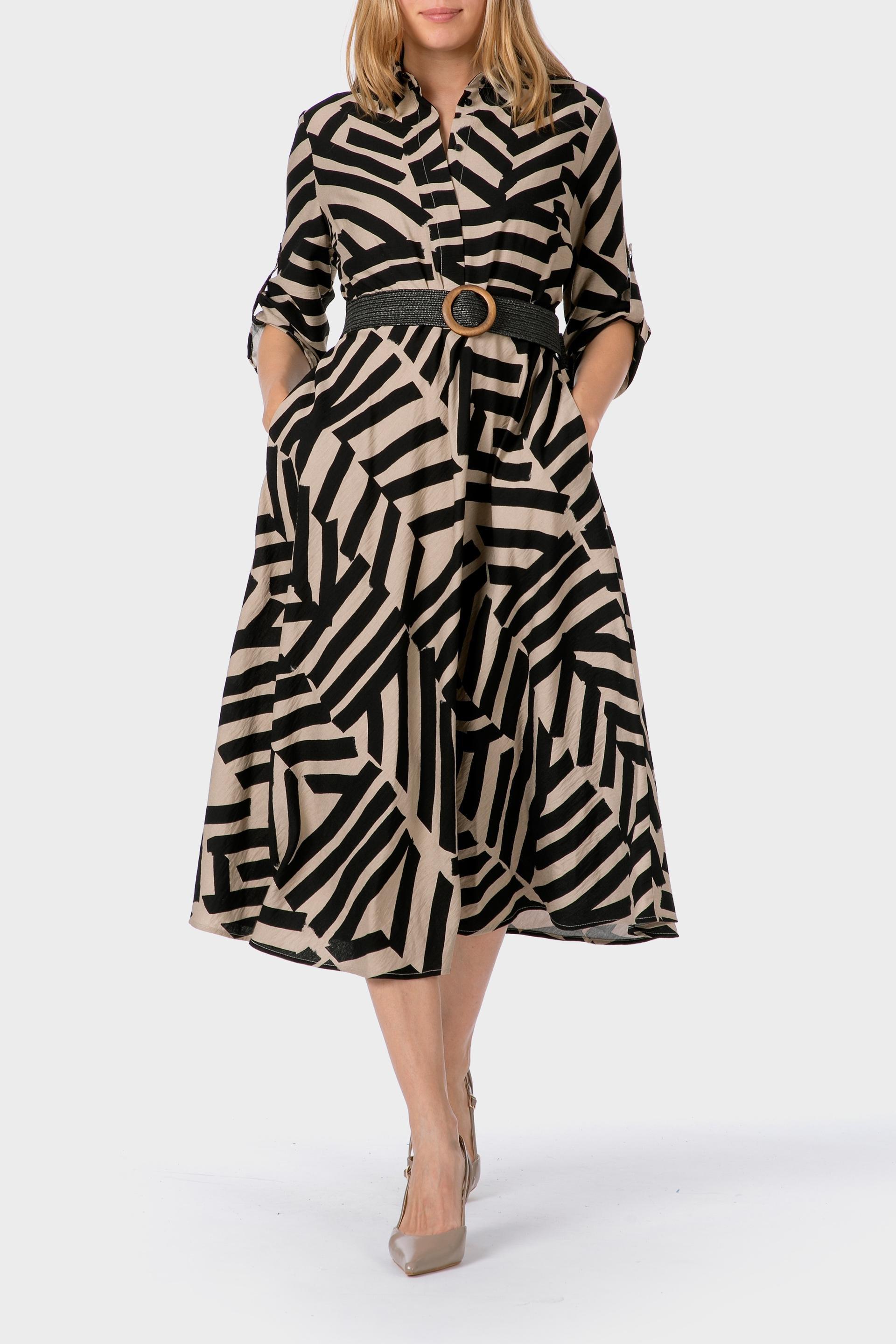 Beige Printed Dress, , large image number 1