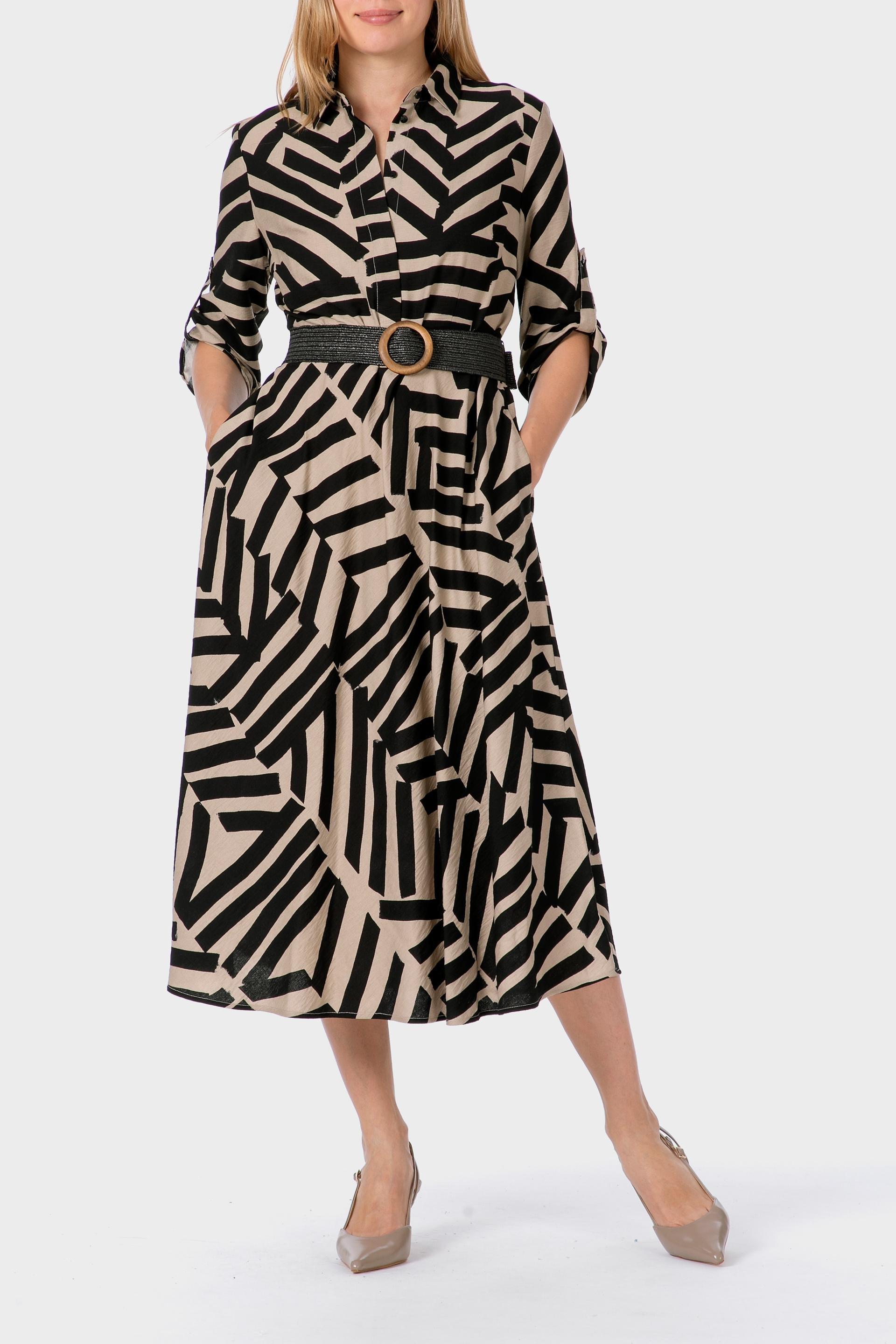 Beige Printed Dress, , large image number 3
