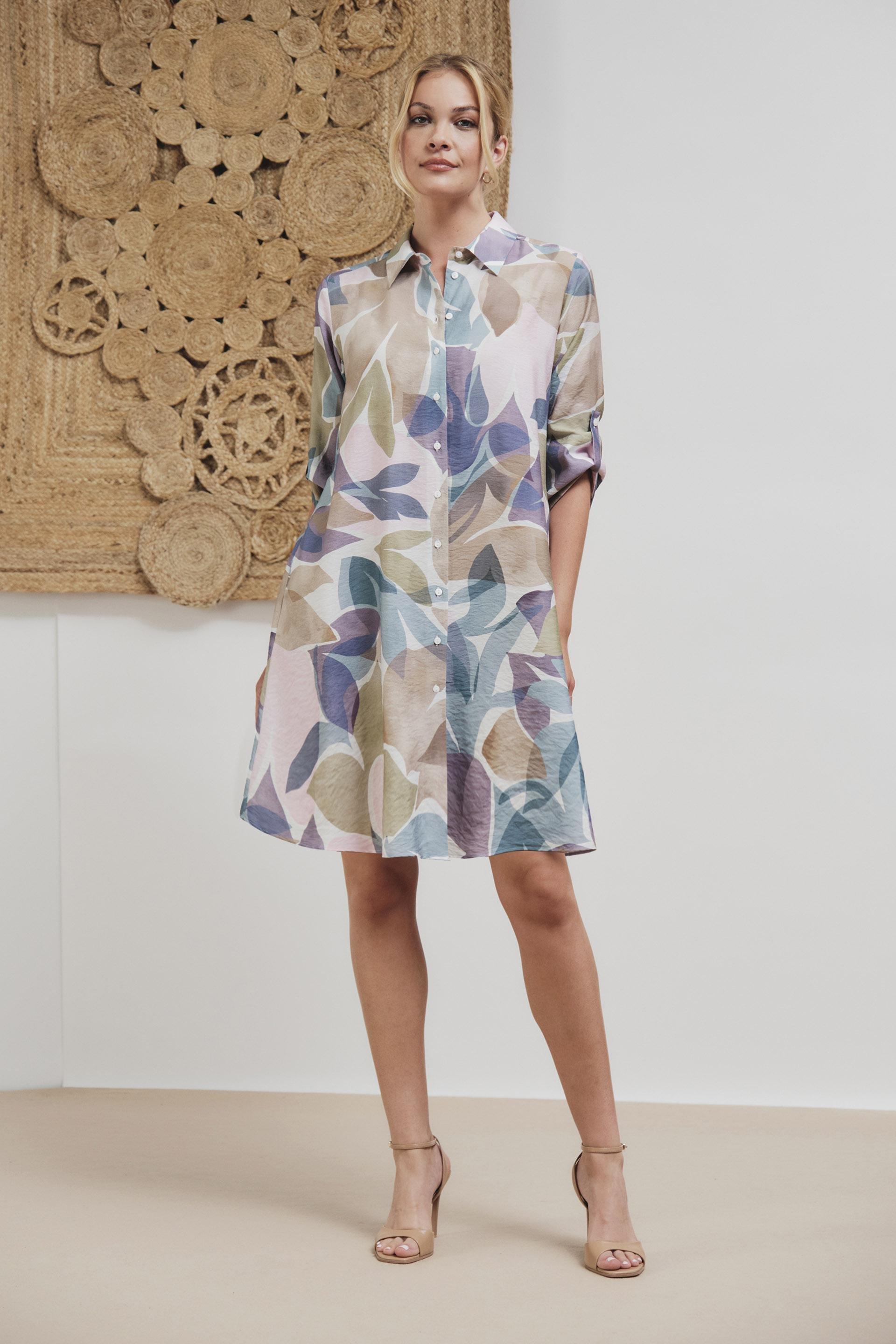 Beige Printed Dress, , large image number 0