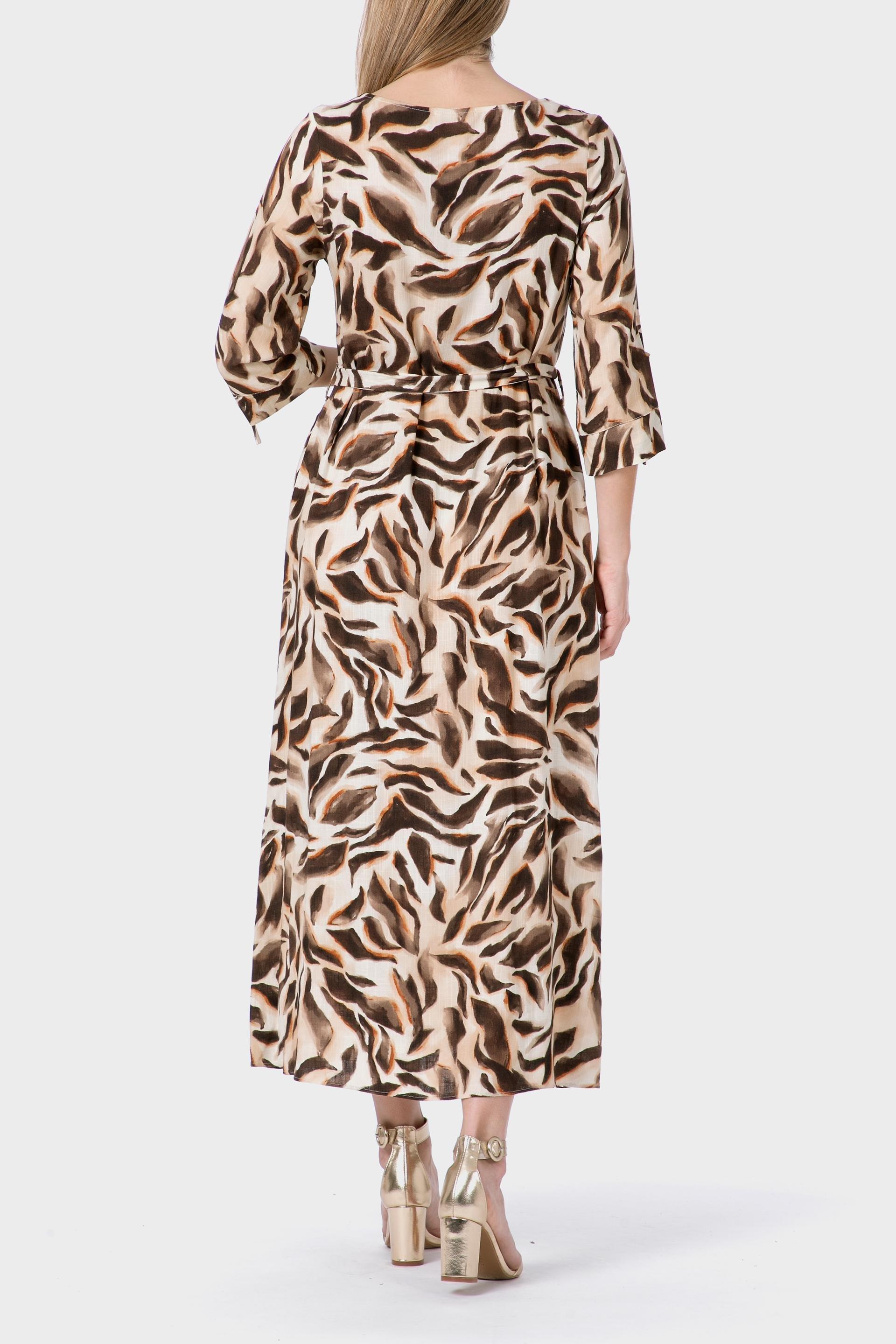 Brown Printed Dress, , large image number 1