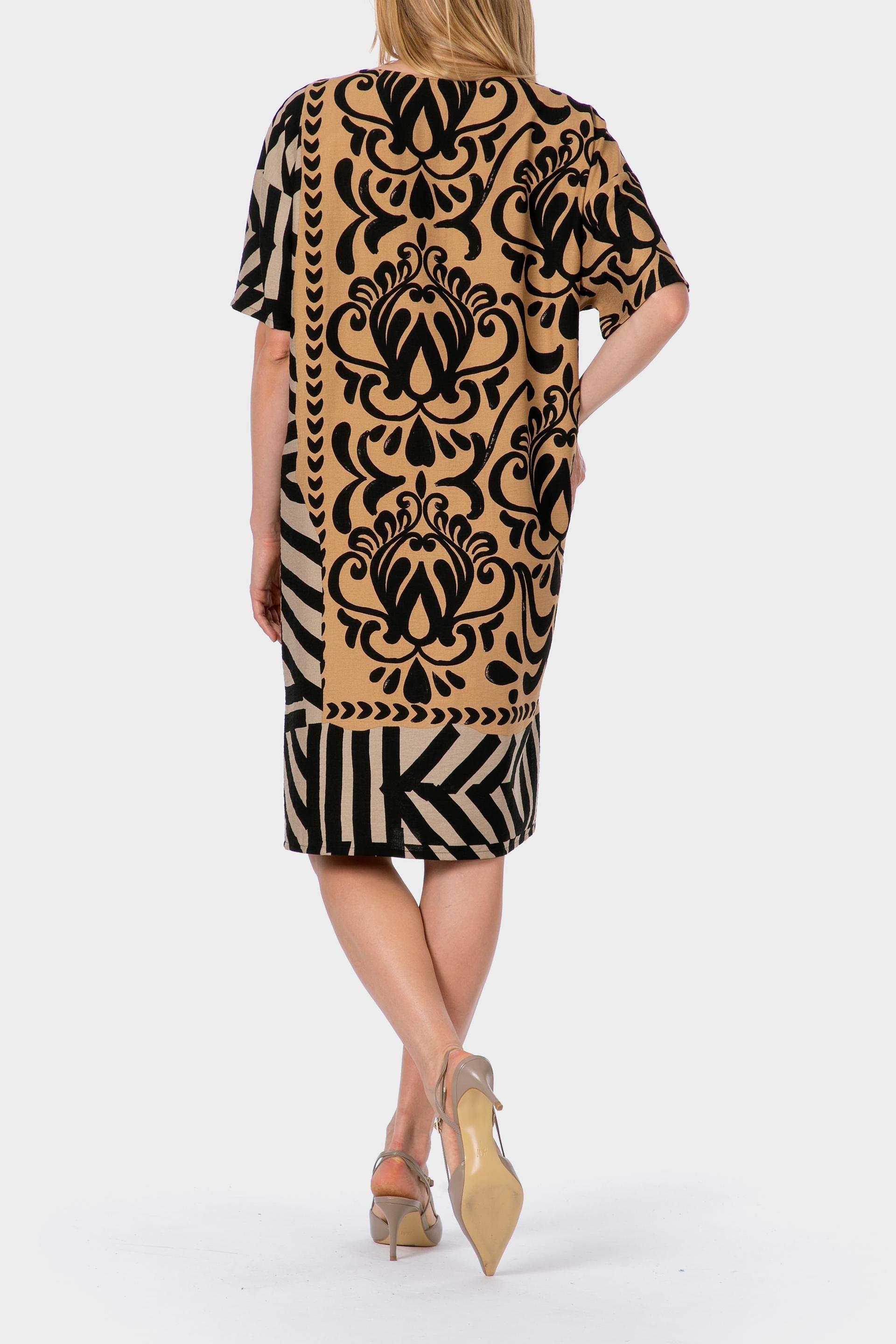 Beige Printed Dress, , large image number 2