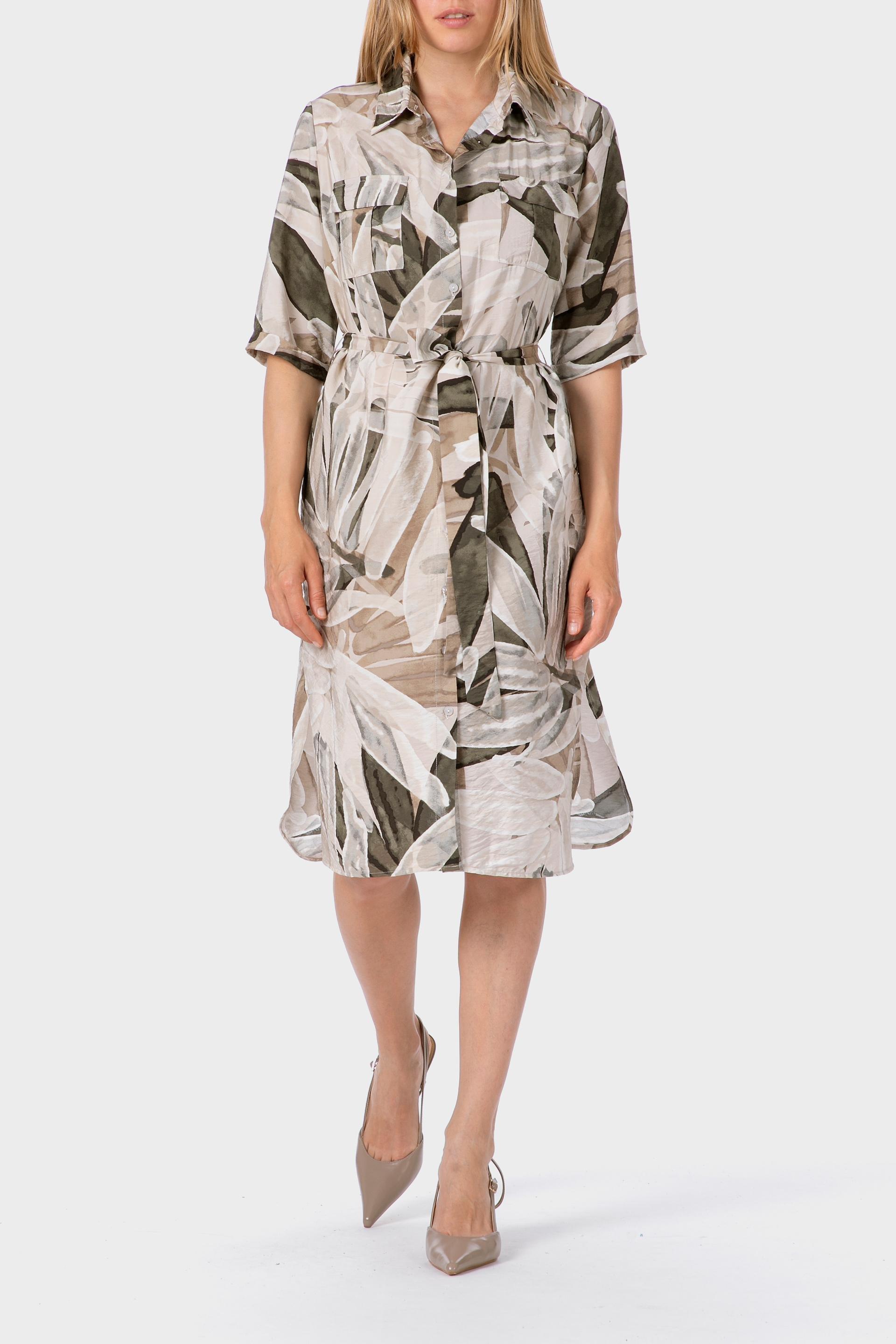 فستان بطبعة، ألوان متعددة, Green Khaki, medium