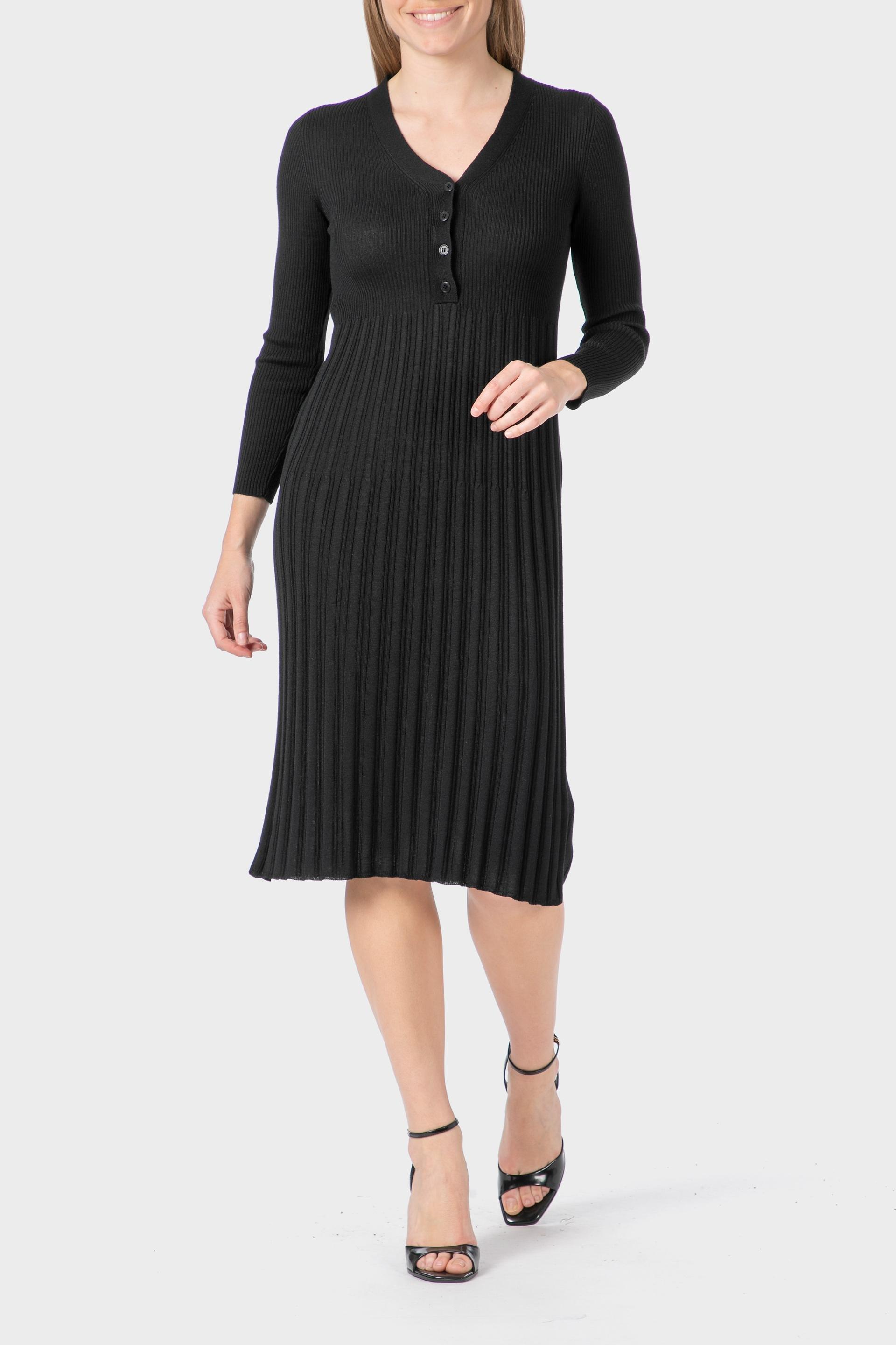 Black Knitted Dress, Black, medium