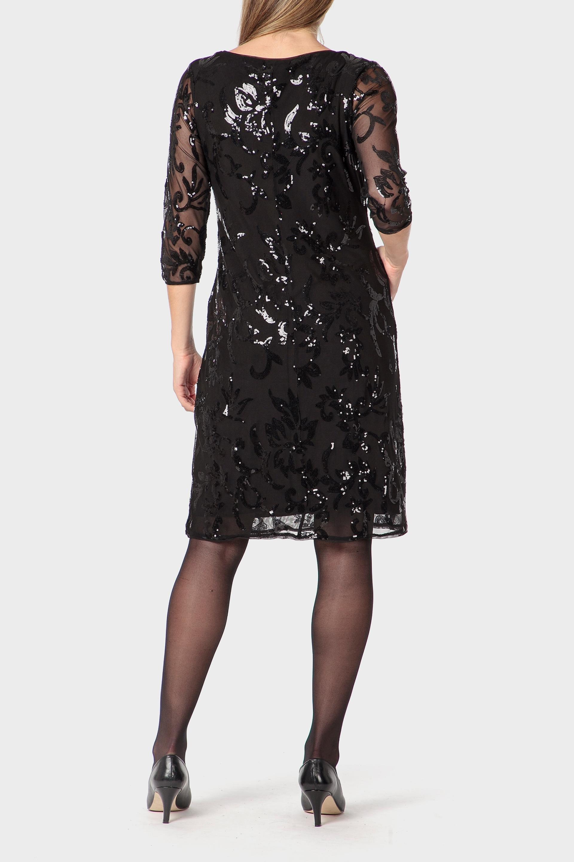 فستان مزين بالترتر، أسود, Black, medium