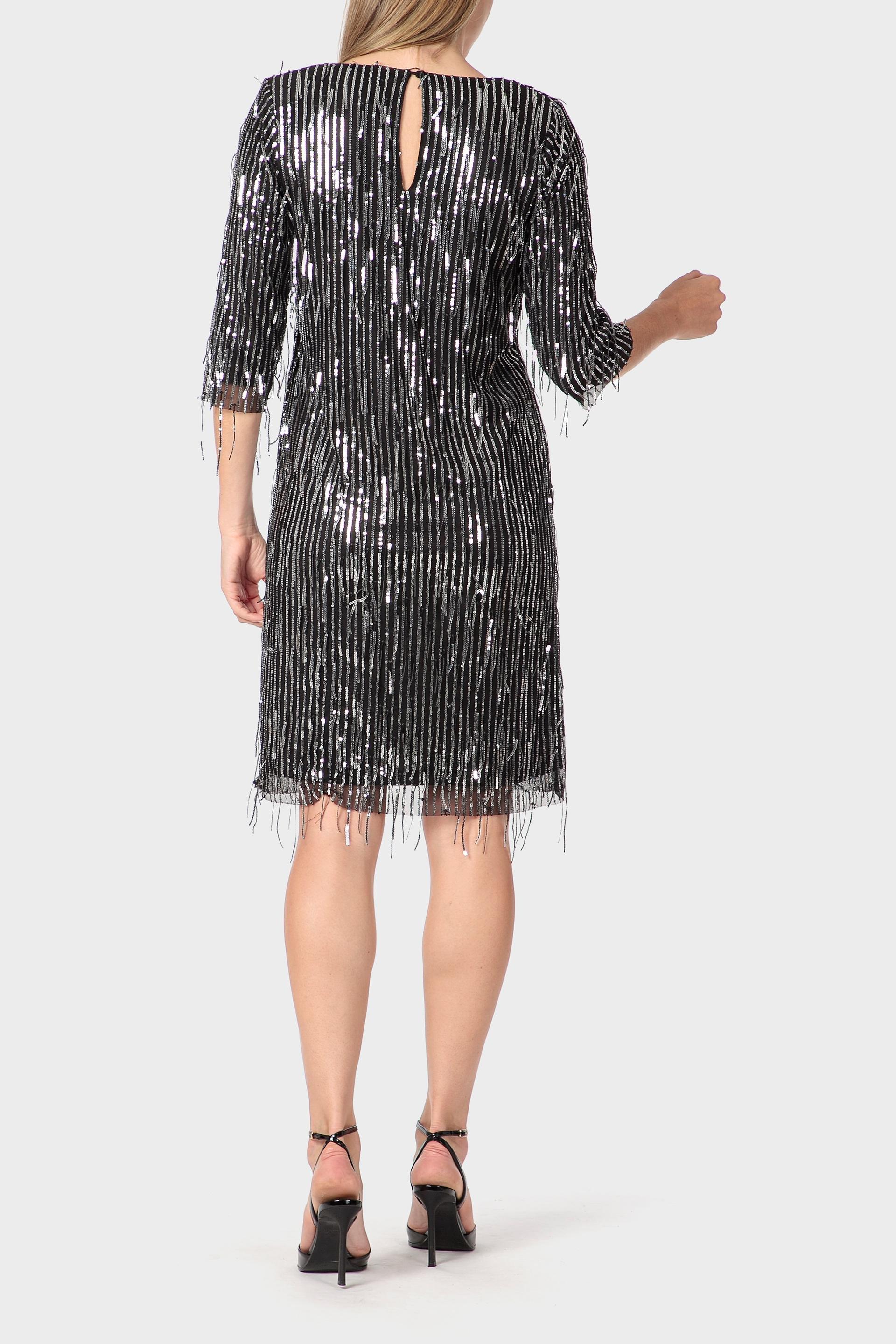 Black Sequined Dress, Black, medium