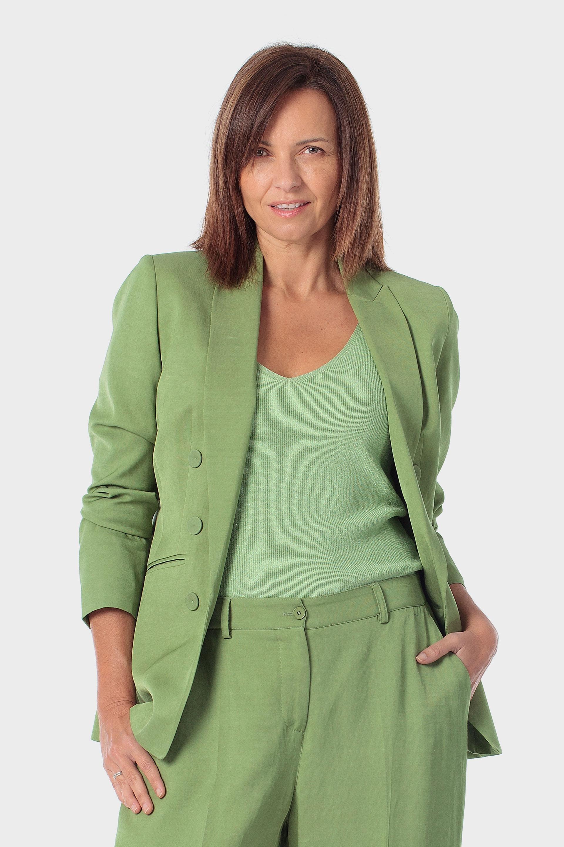 Linen Blend Tailored Blazer, Green Forest, large