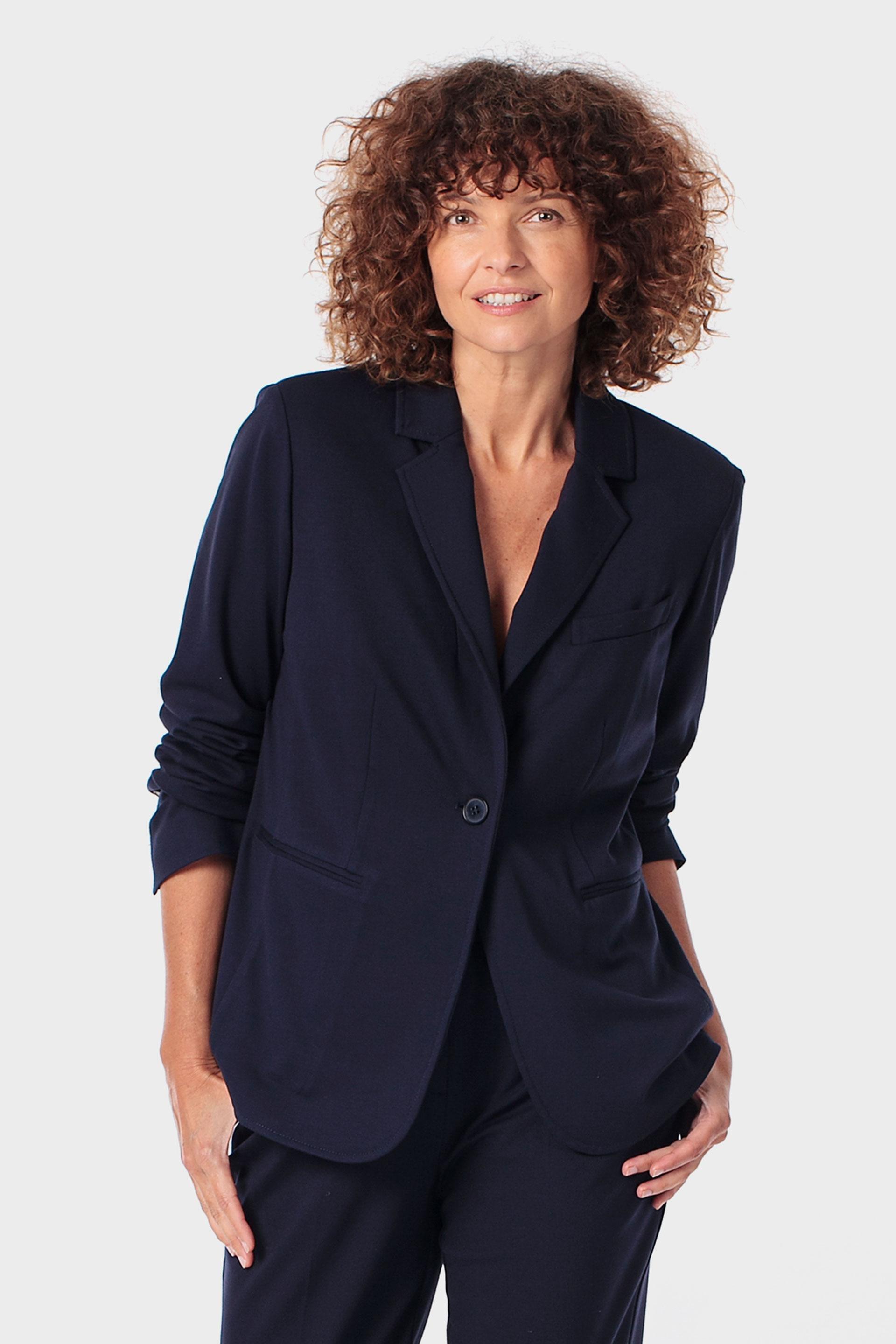 Navy Buttoned Blazer, 3701_104, medium