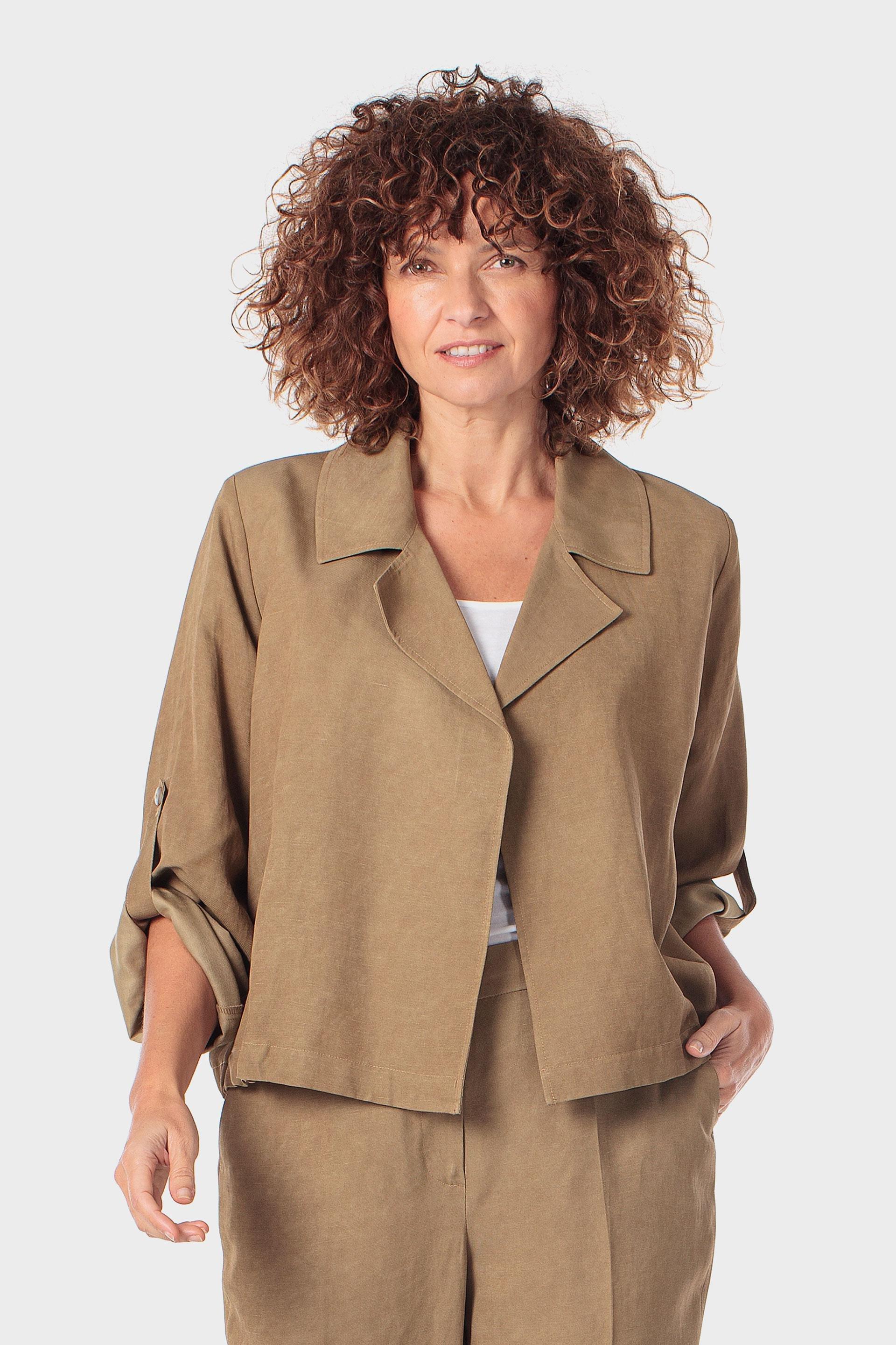 Brown Lapels Collar Jacket, Brown, medium