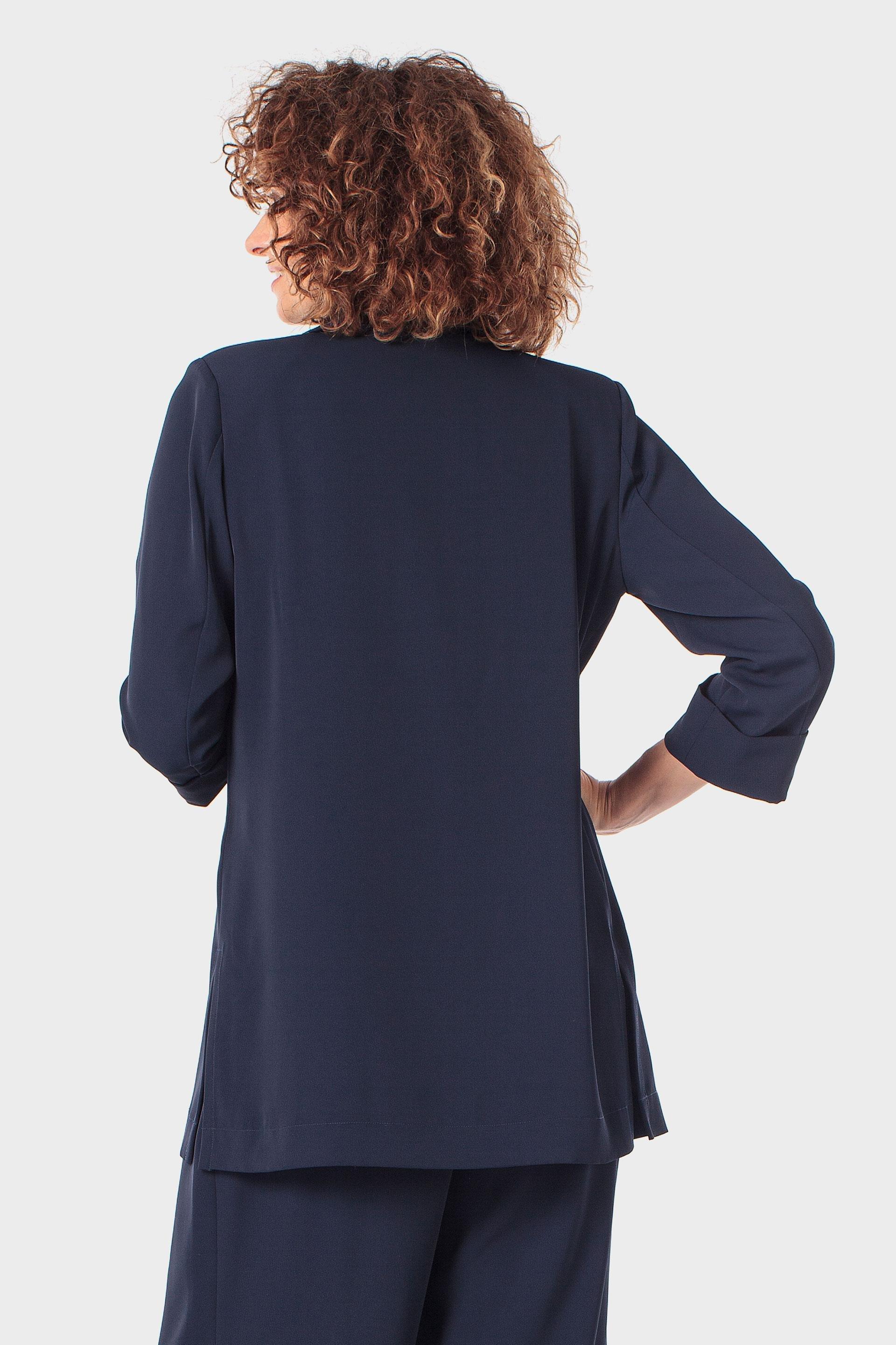 Open-Front Long Blazer, Blue Navy, medium