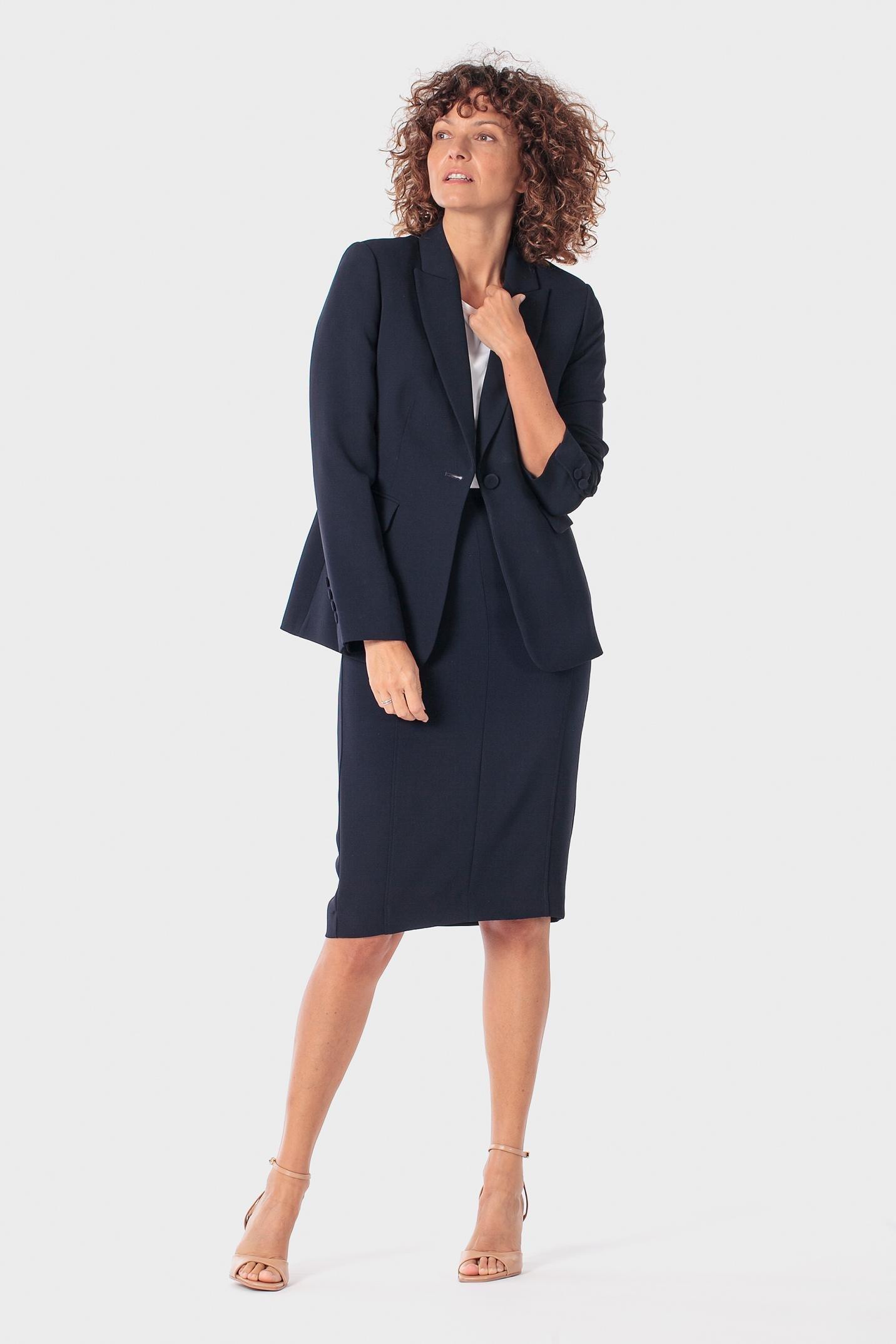 Navy Crepe Blazer, 3701_104, medium