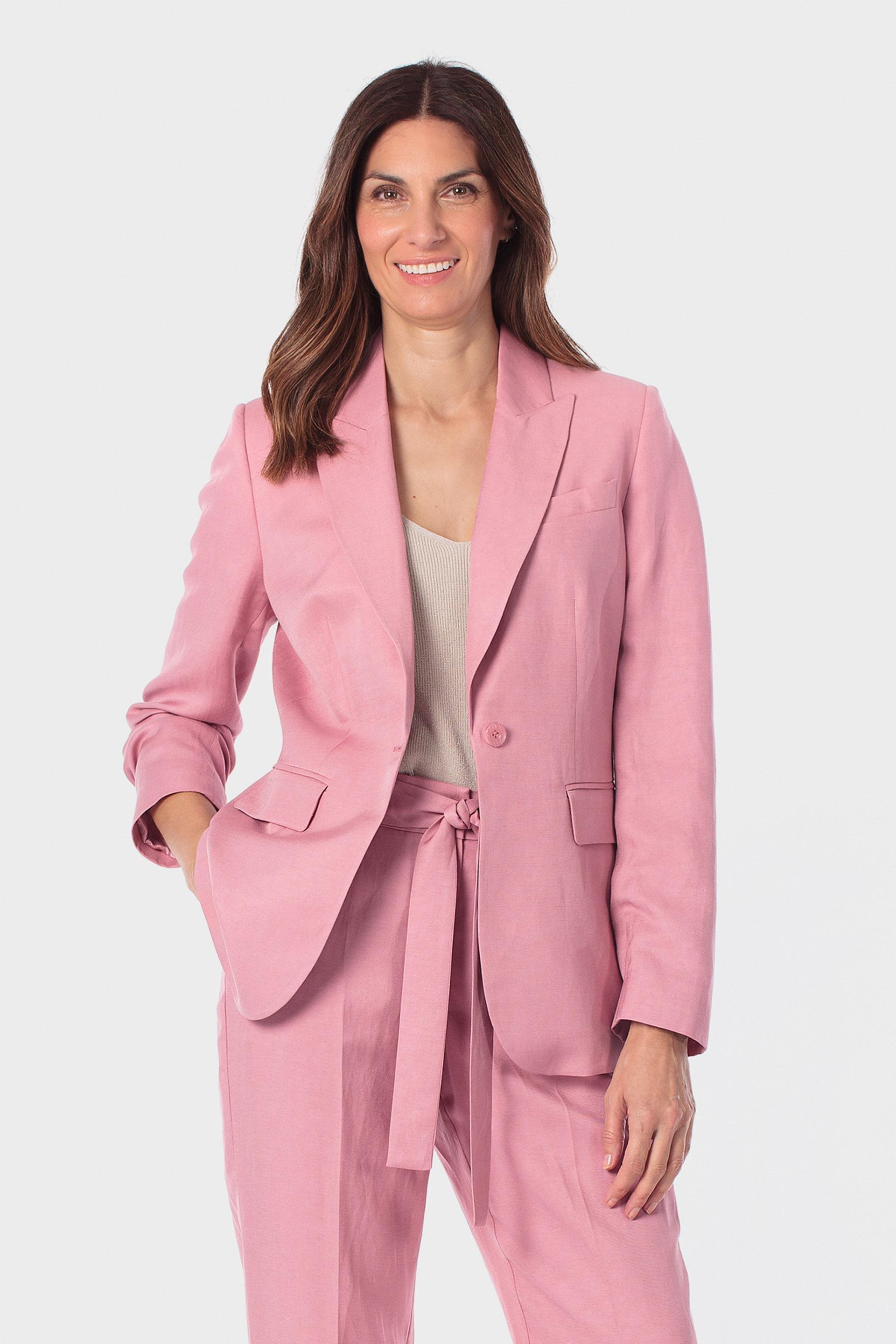 Linen Blend Tailored Blazer, Pink Petal, medium