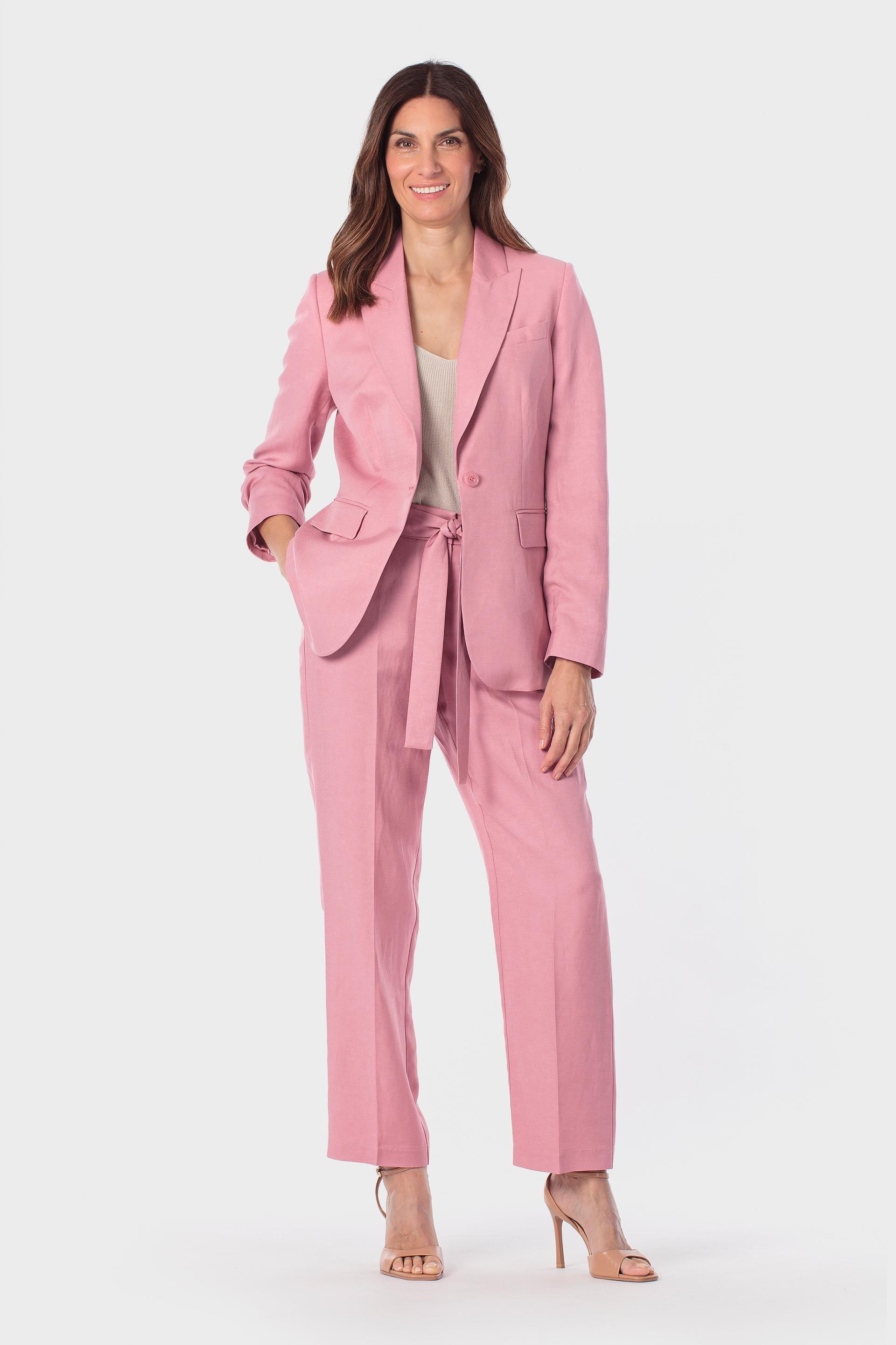 Linen Blend Tailored Blazer, Pink Petal, medium