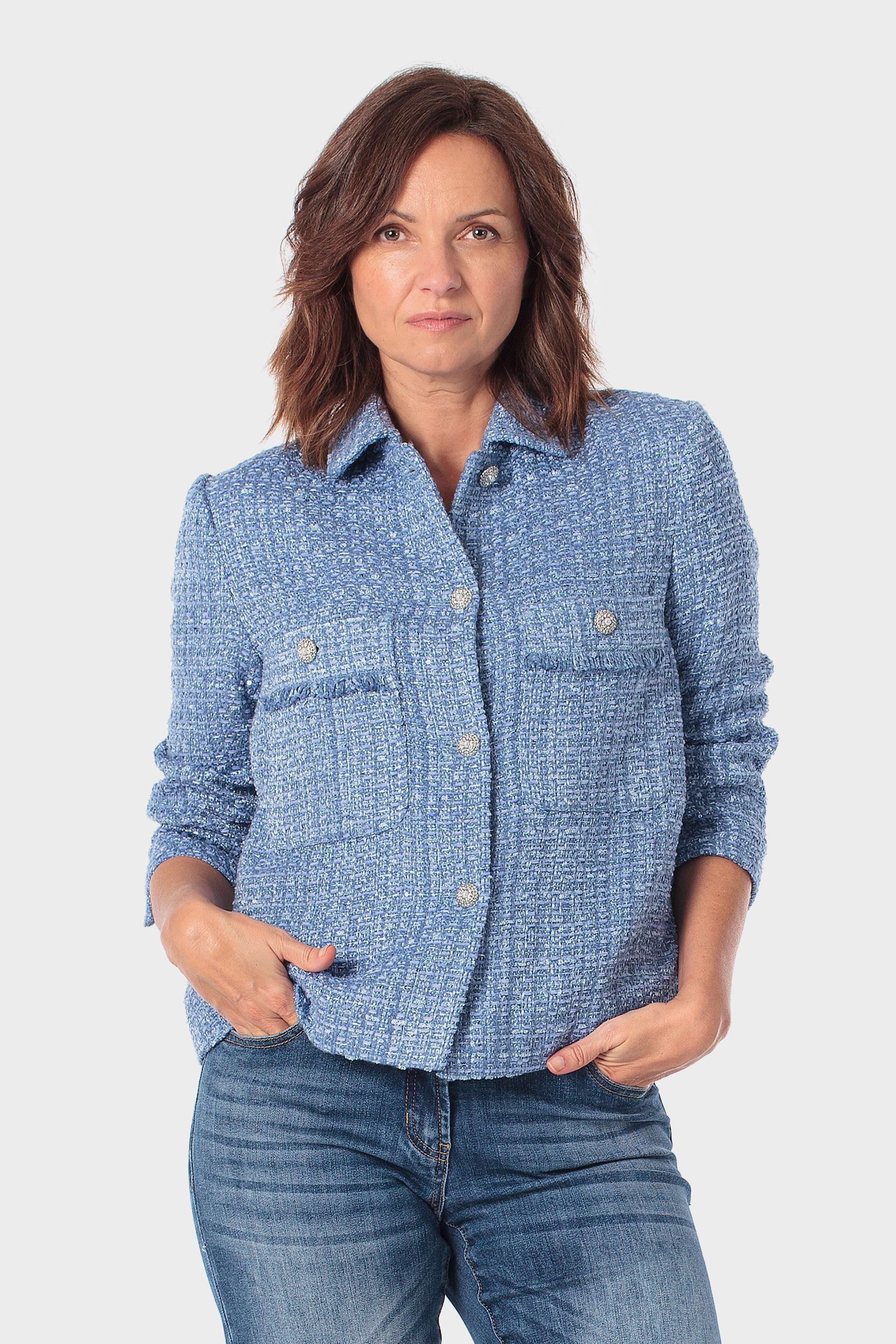 Textured Jacket with Sequin Detail Blue, Blue Porcelain, large image number 0