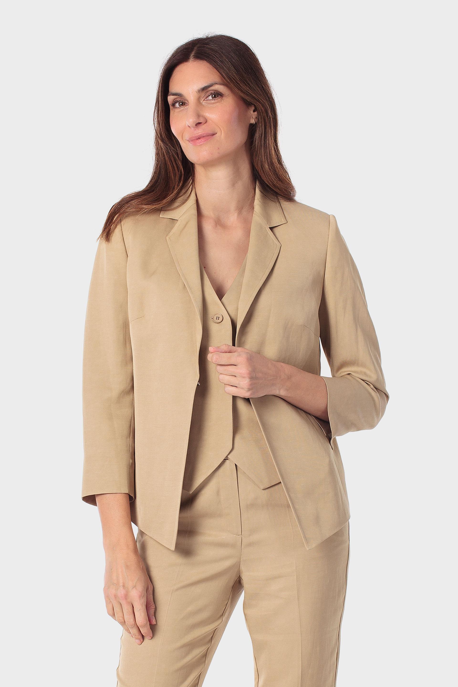 Beige Casual Blazer, 3701_148, large image number 0