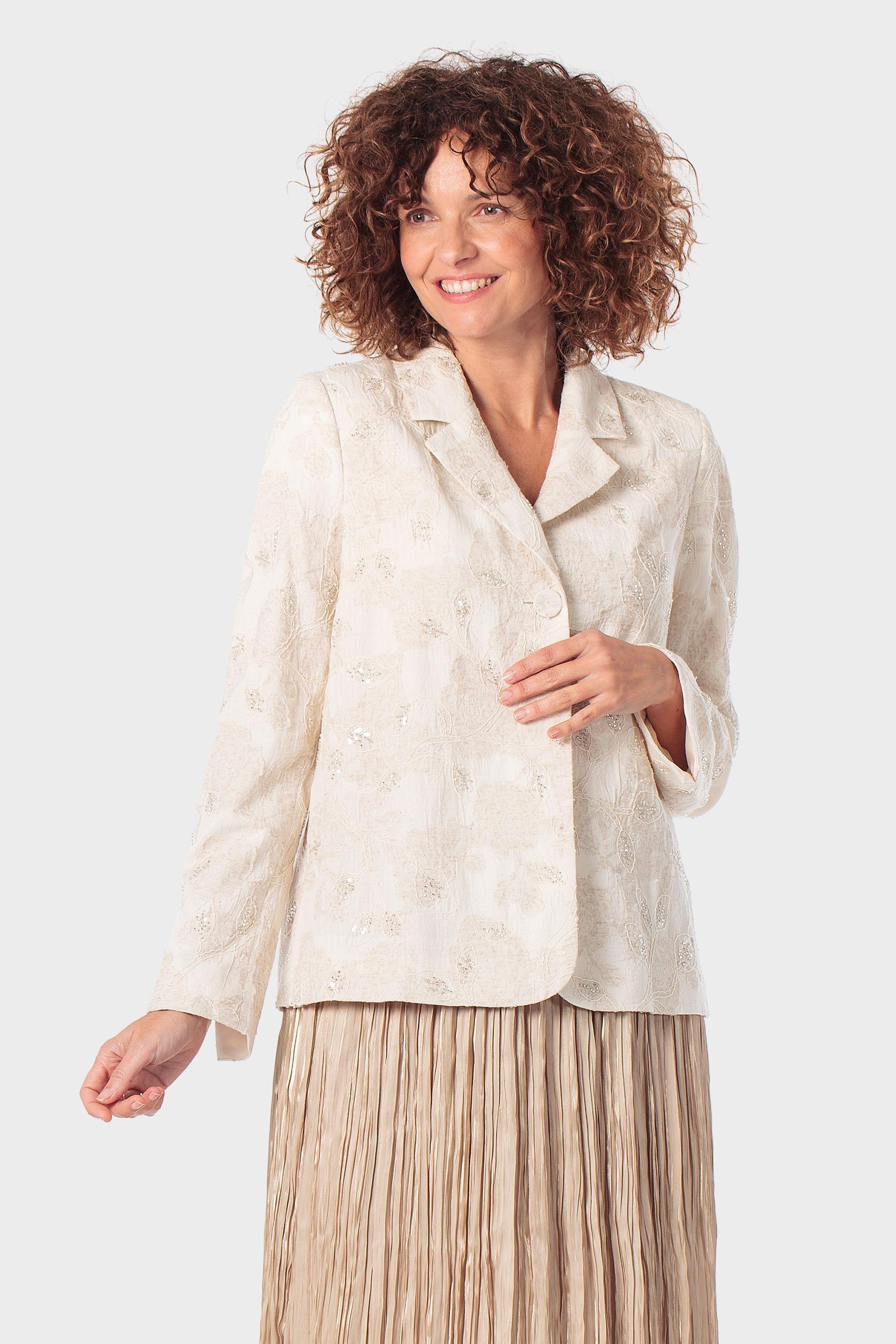 Beige Fantasy Buttoned Blazer, 3701_126, medium