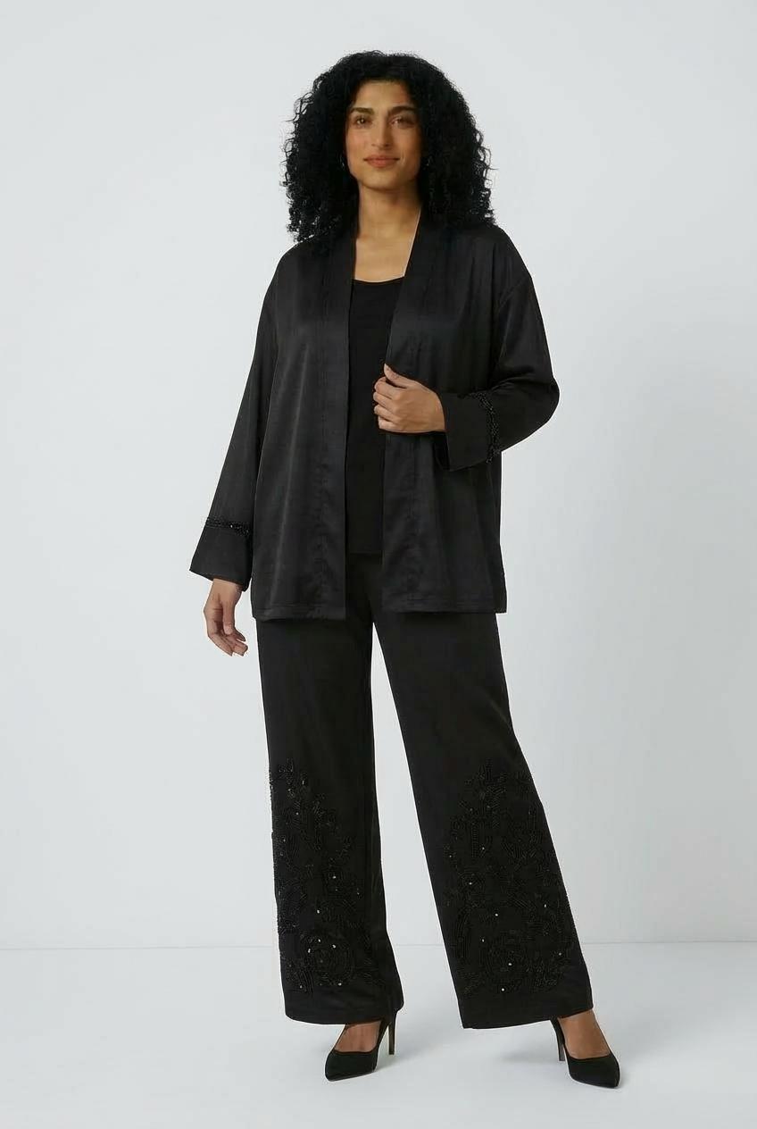 Emebellished Kimono, Black, medium