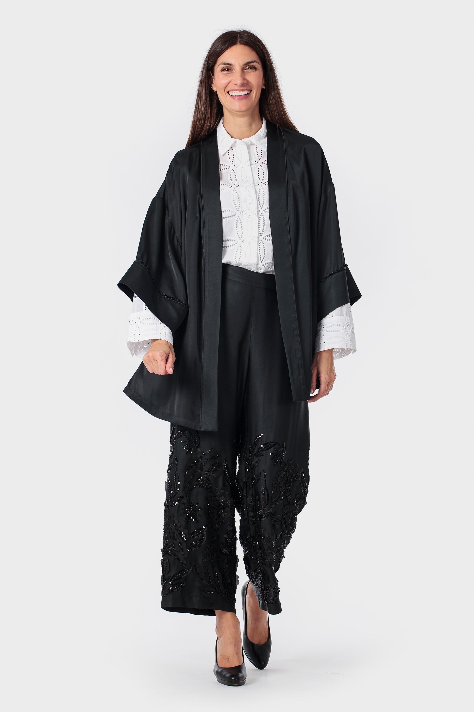 Black Printed Kimono, 3701_120, large image number 1