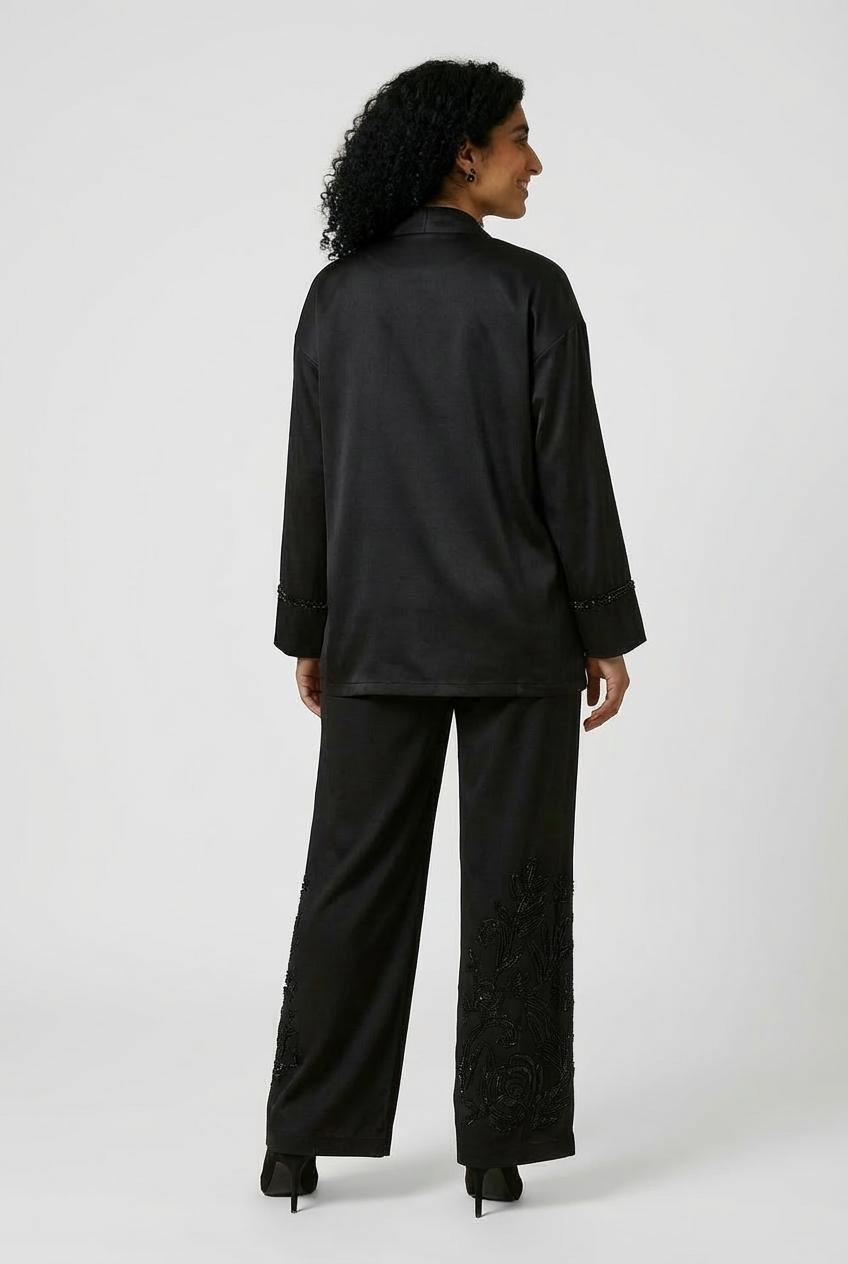 كيمونو مطبع أسود, Black, medium