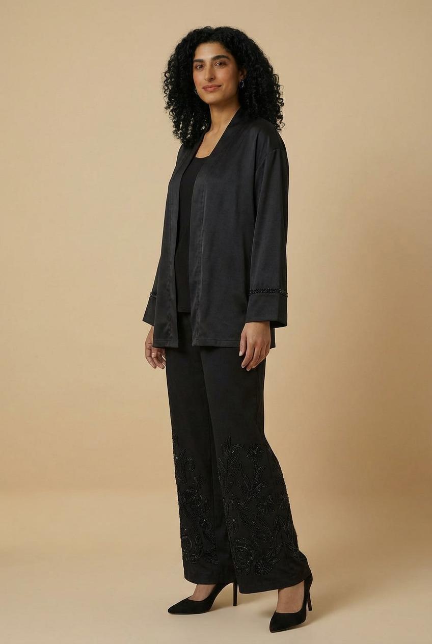 Black Printed Kimono, 3701_120, large image number 2