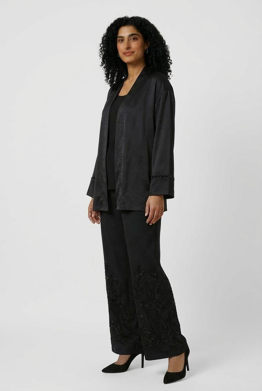 Emebellished Kimono, Black, medium