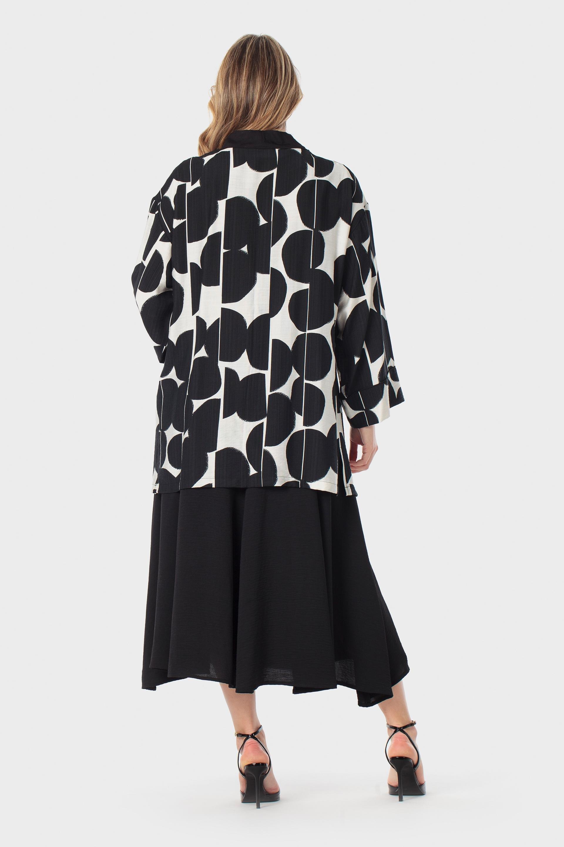 Black Printed Kimono, Black, large image number 3