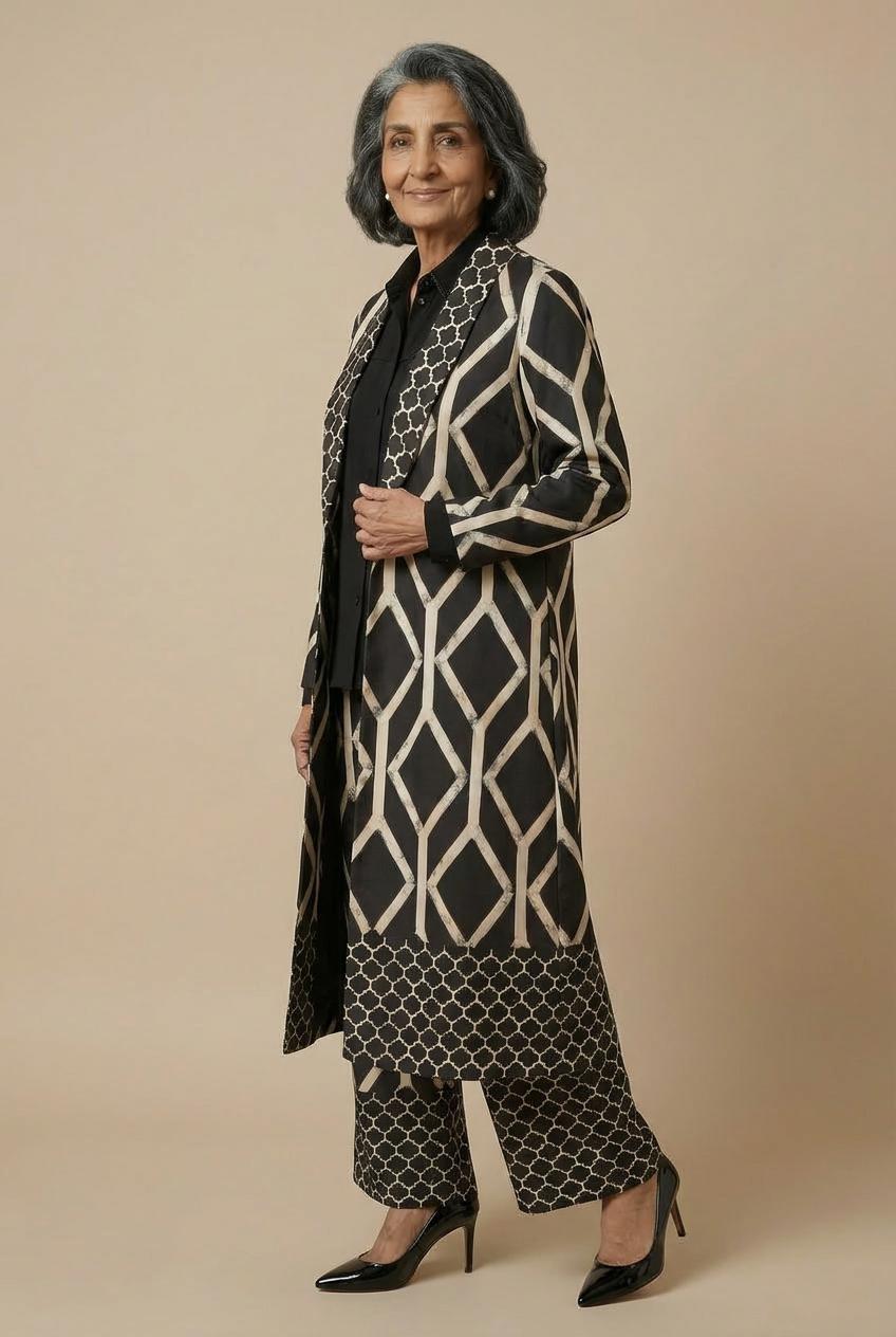 Black Printed Kimono, 3701_120, medium