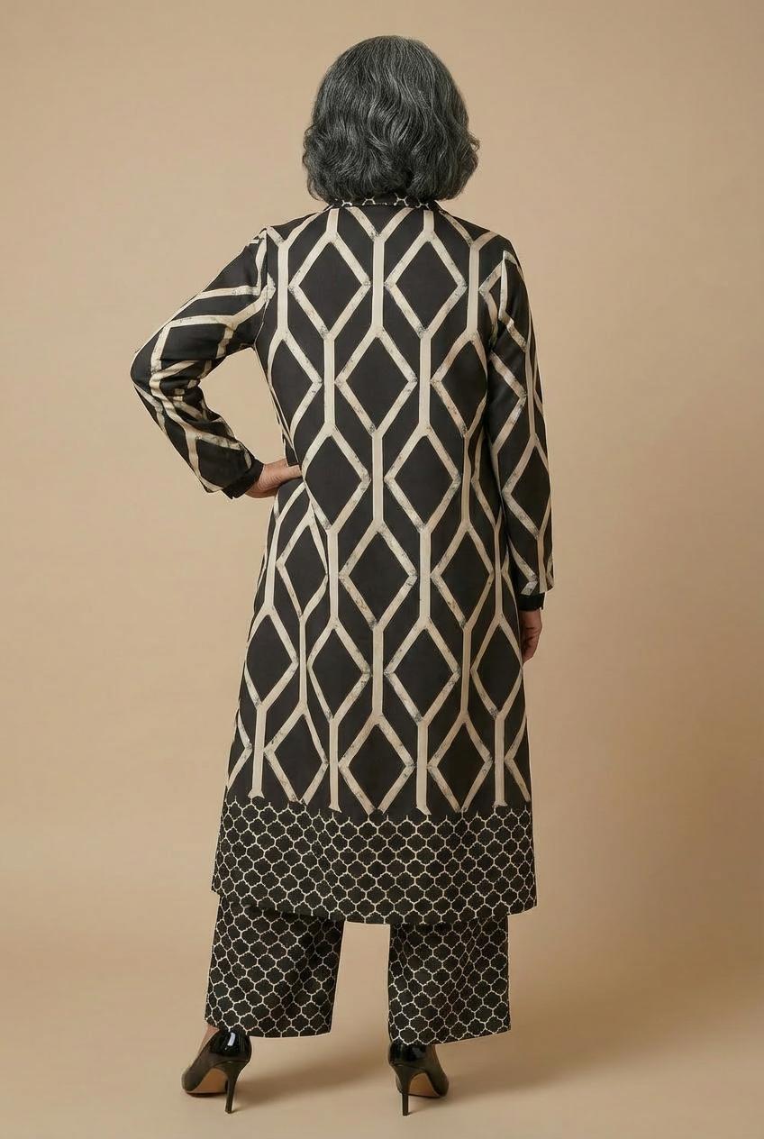 كيمونو مطبع أسود, 3701_120, large image number 2