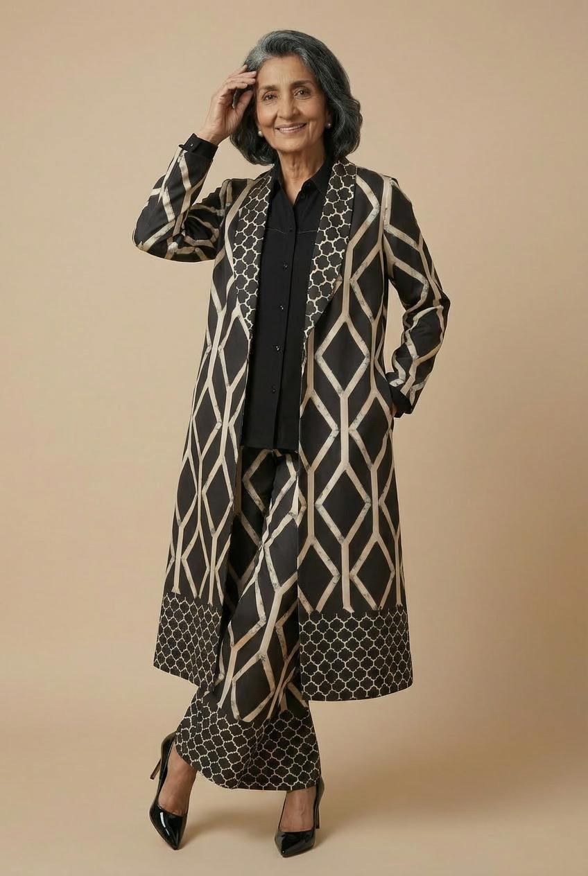 Black Printed Kimono, 3701_120, large image number 3