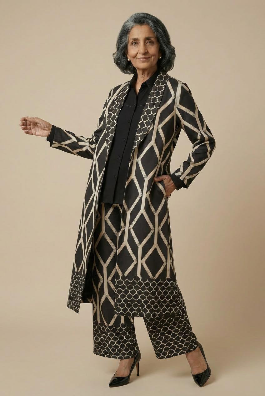 كيمونو مطبع أسود, 3701_120, large image number 4