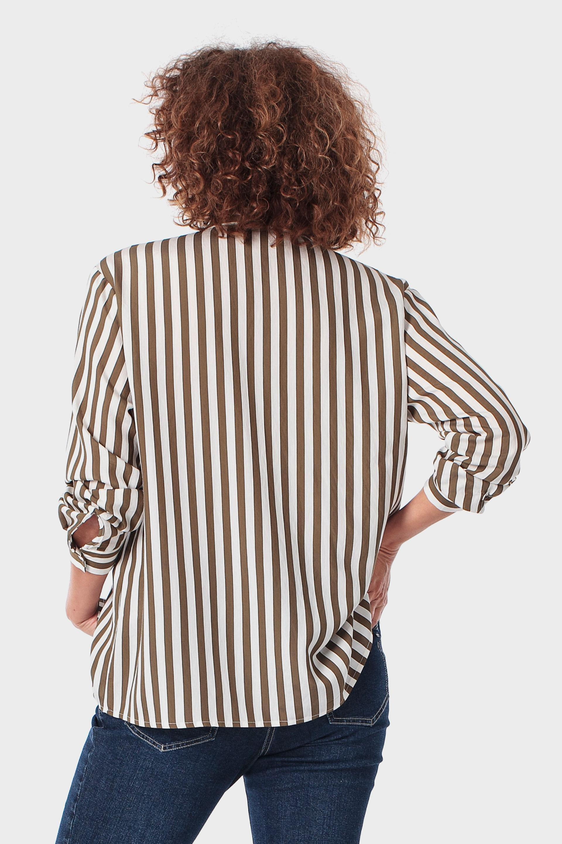 Brown Striped Shirt, Green Khaki, medium