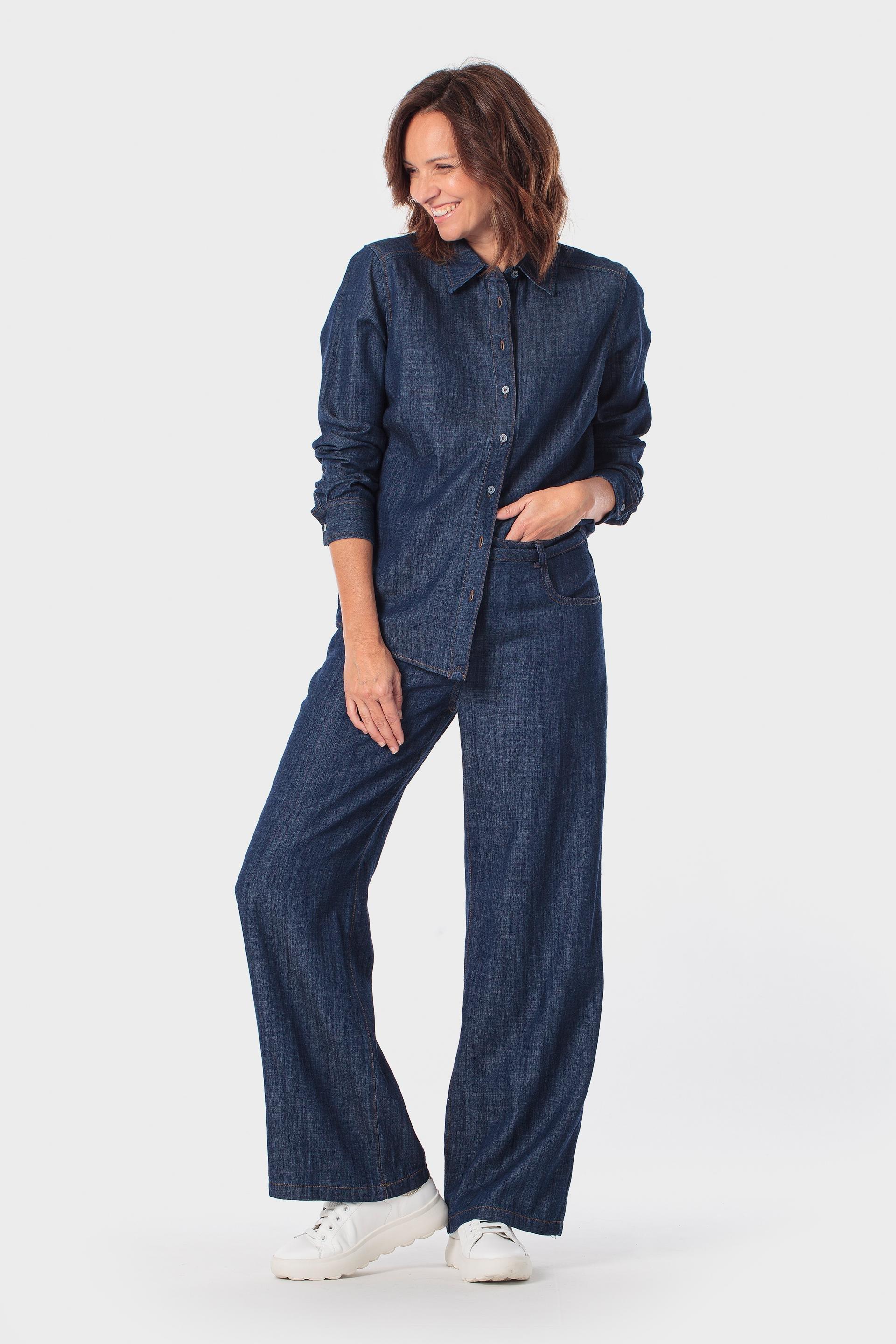 Denim Button-Through Shirt, 3701_106, large image number 1