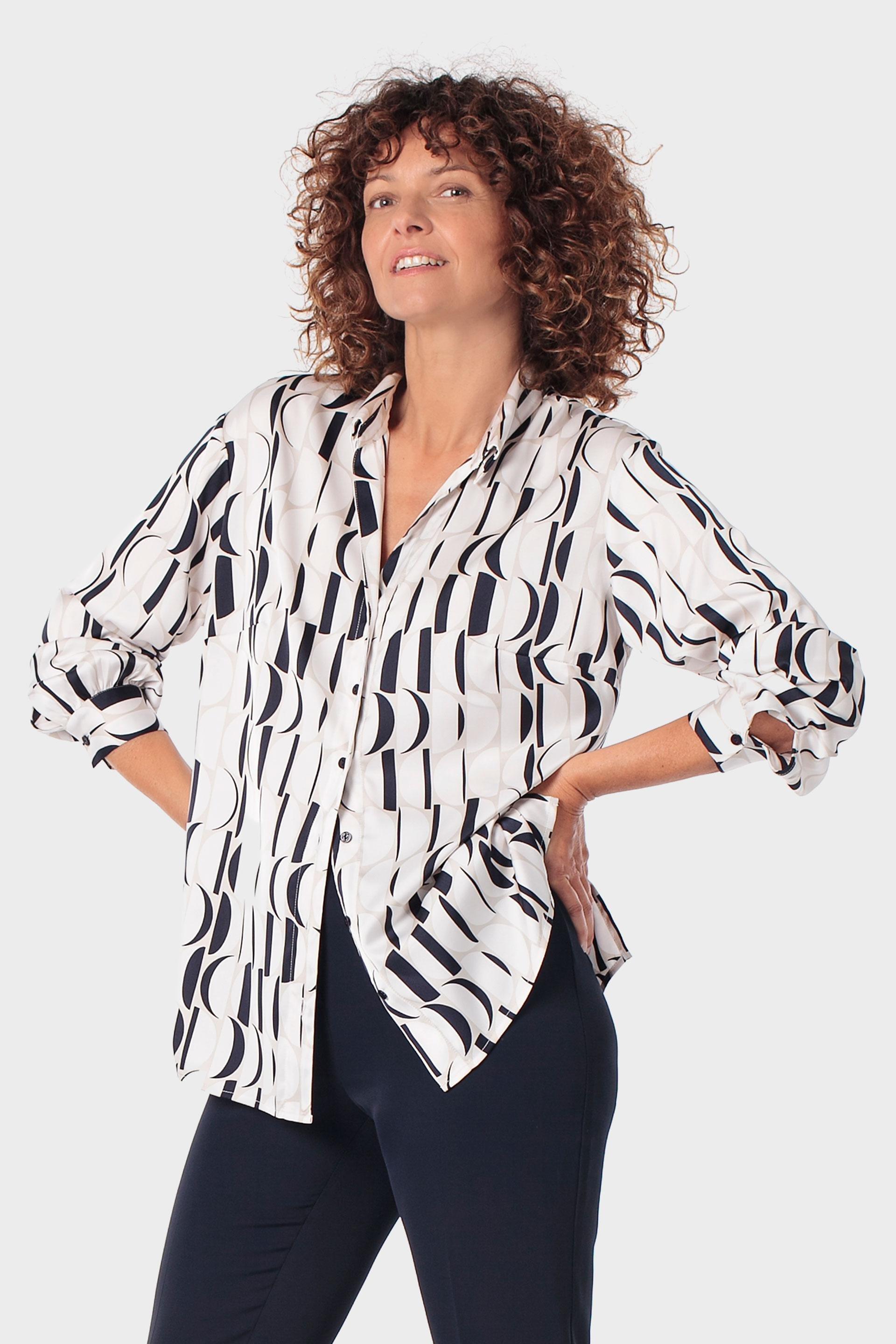 White Geometric Printed Shirt, 3701_232, medium