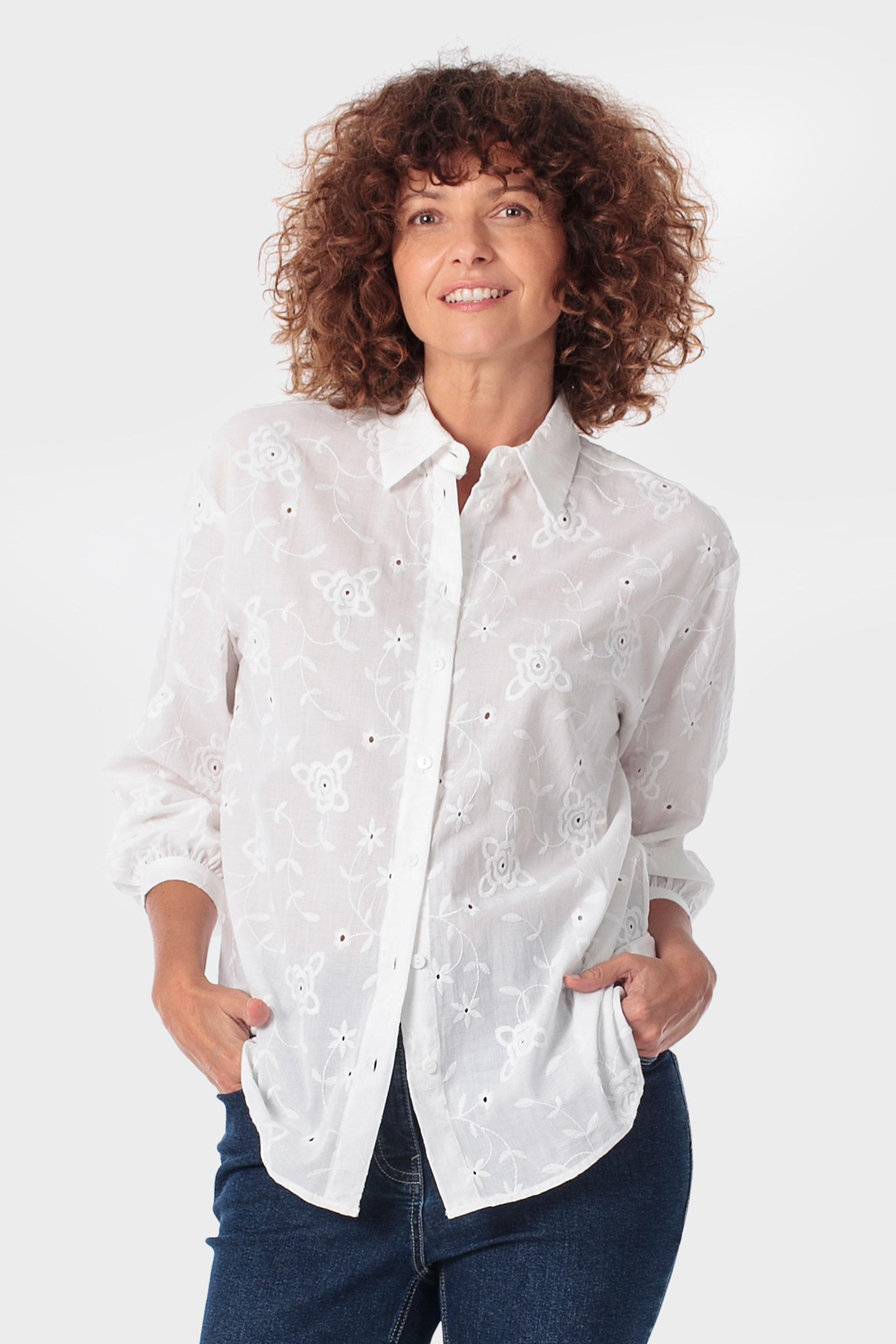 White Embroidered Shirt, 3701_232, large image number 1