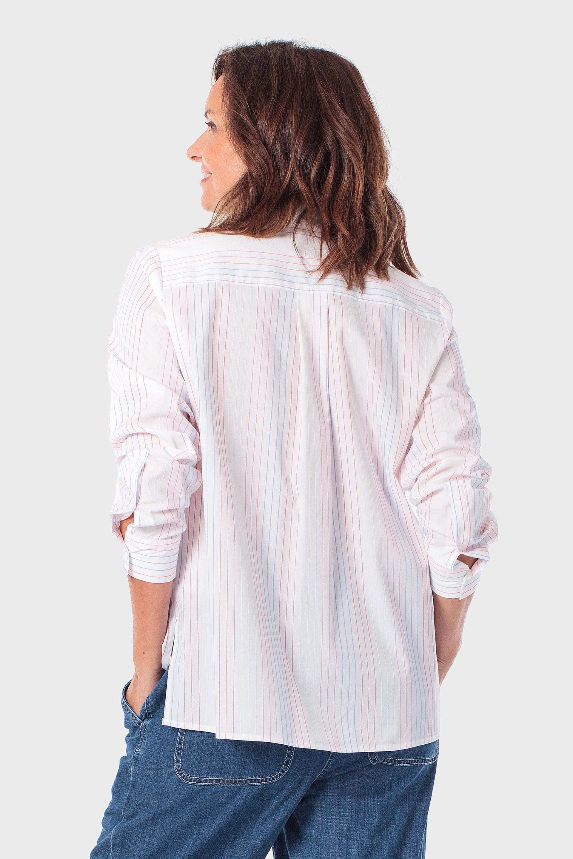 Striped Cotton Shirt with Button Cuffs, Pink Sorbet, large image number 2