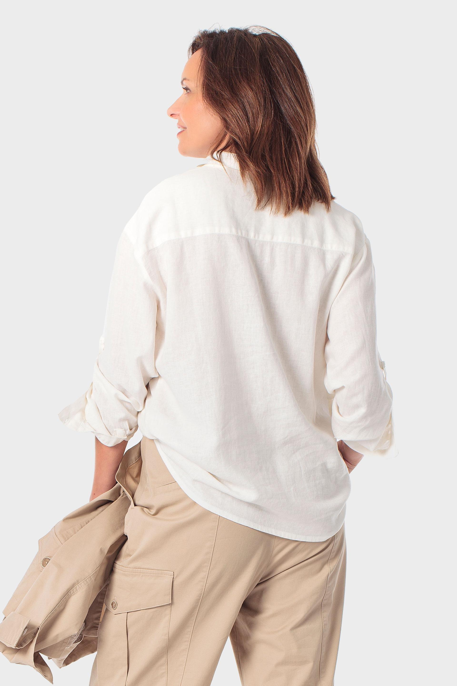 White Linen Shirt, White, large image number 2