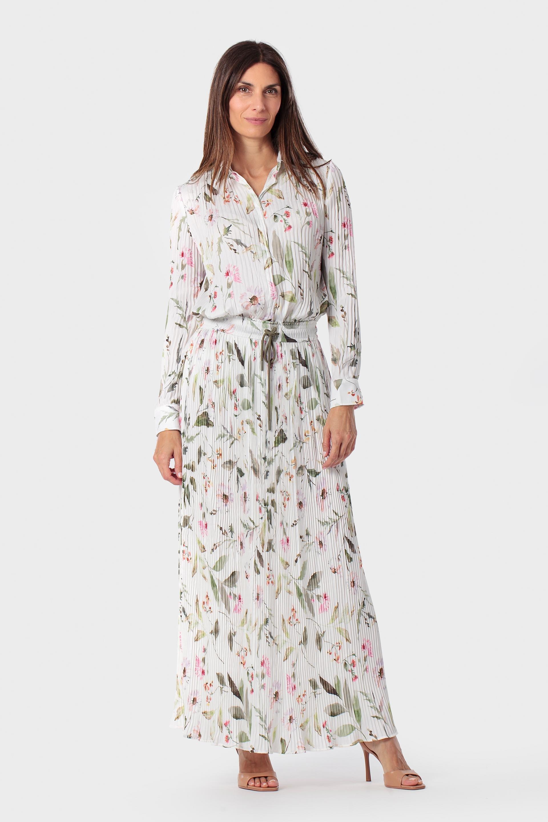 Floral Print Pleated Shirt, Green Sage, medium