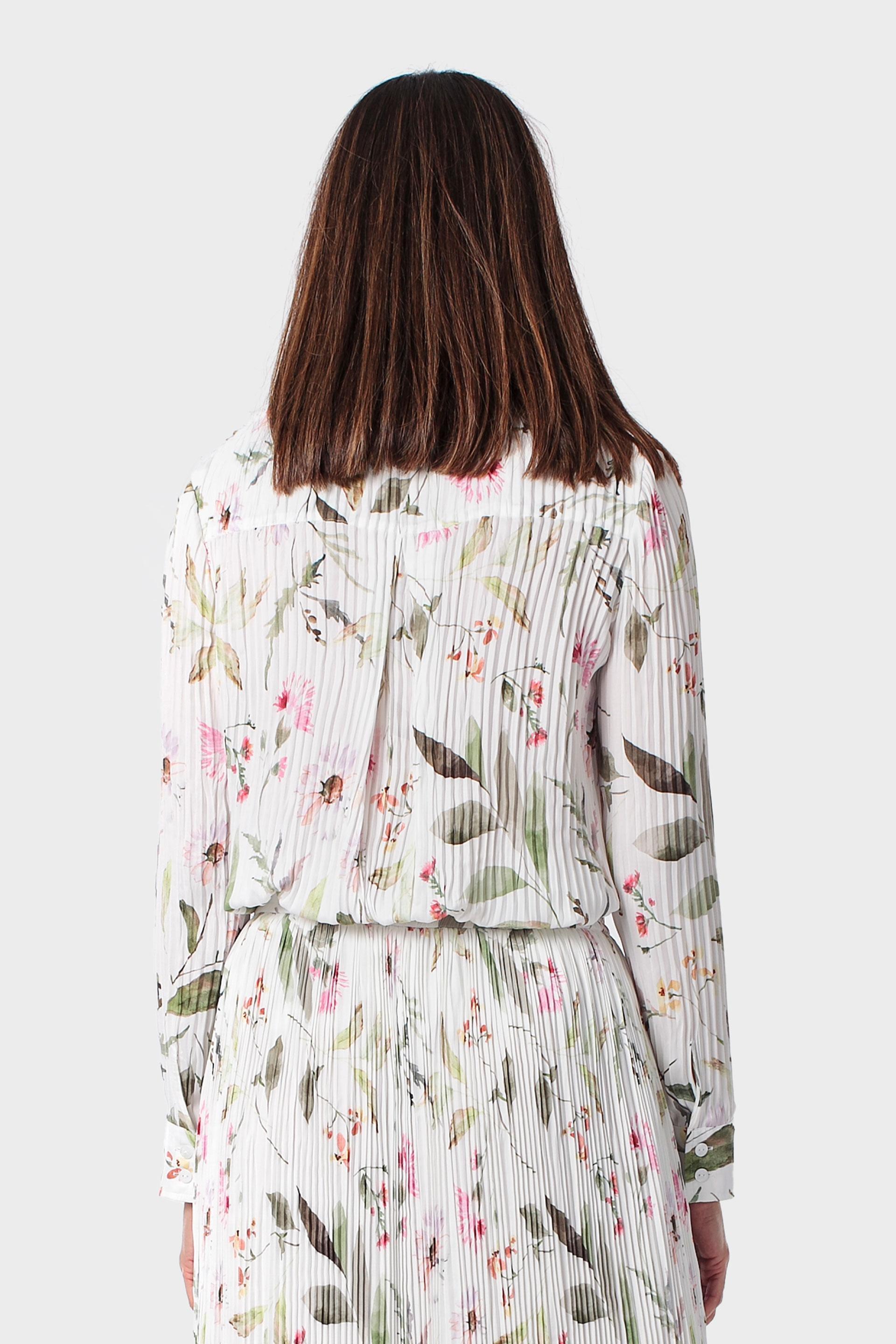 Floral Print Pleated Shirt, Green Sage, medium