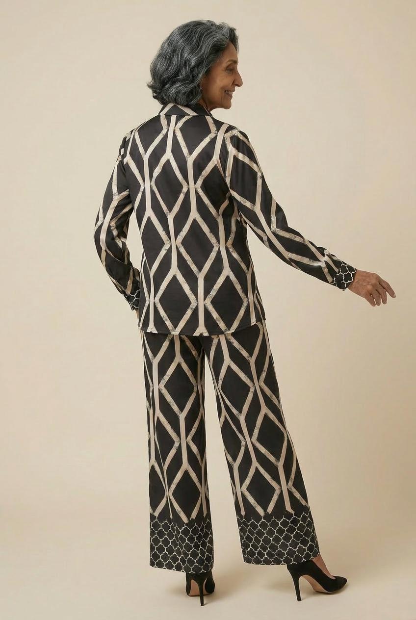 Black Geometric Printed Shirt, 3701_120, large image number 2