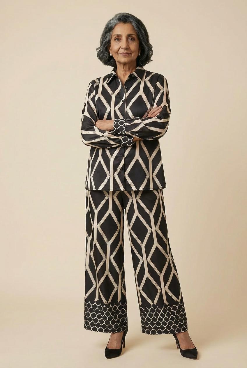 Black Geometric Printed Shirt, 3701_120, large image number 3