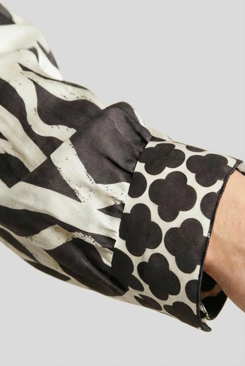 Geometric Print Button-Through Shirt Black, Black, large image number 4