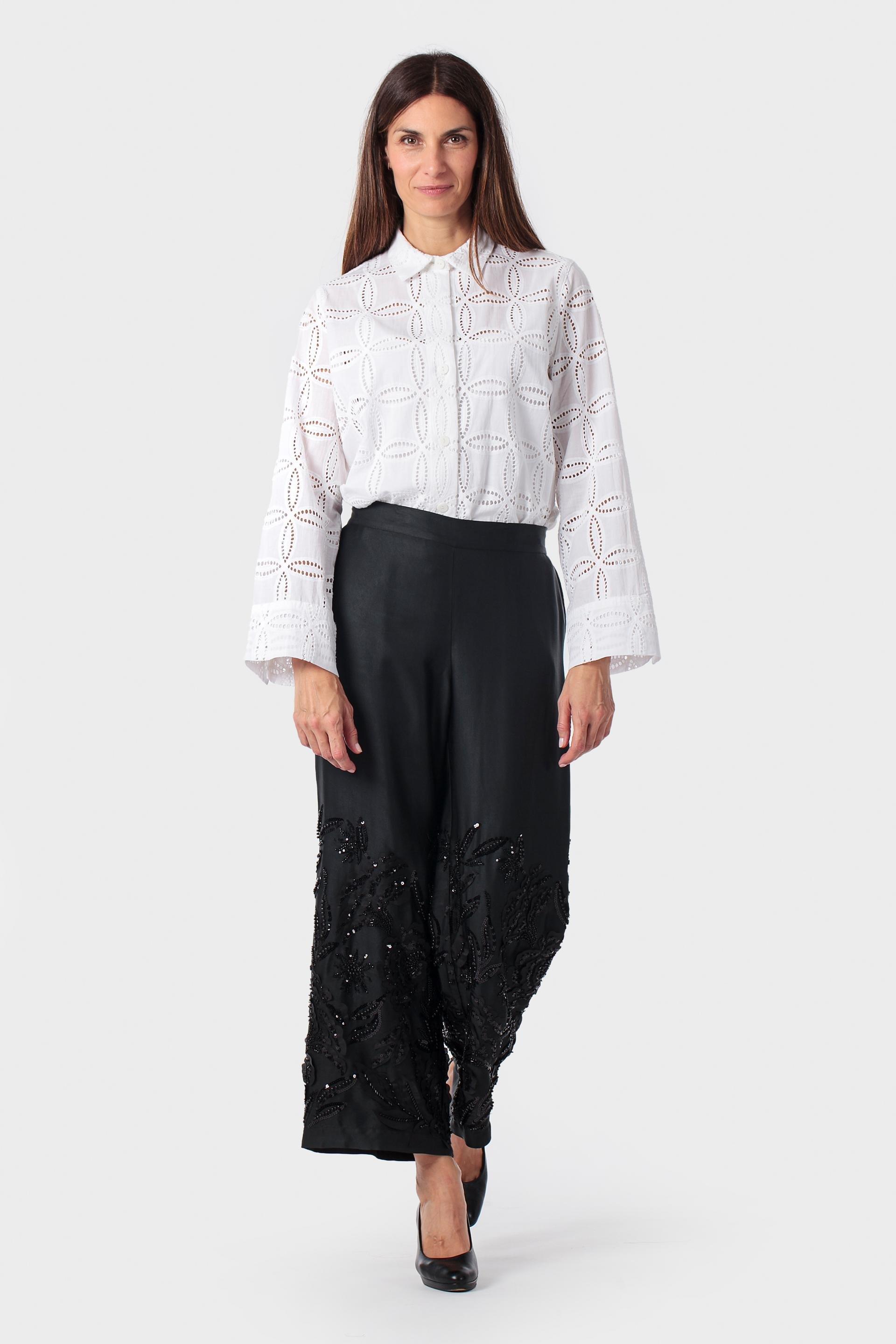 White Openwork Shirt, White, large image number 1