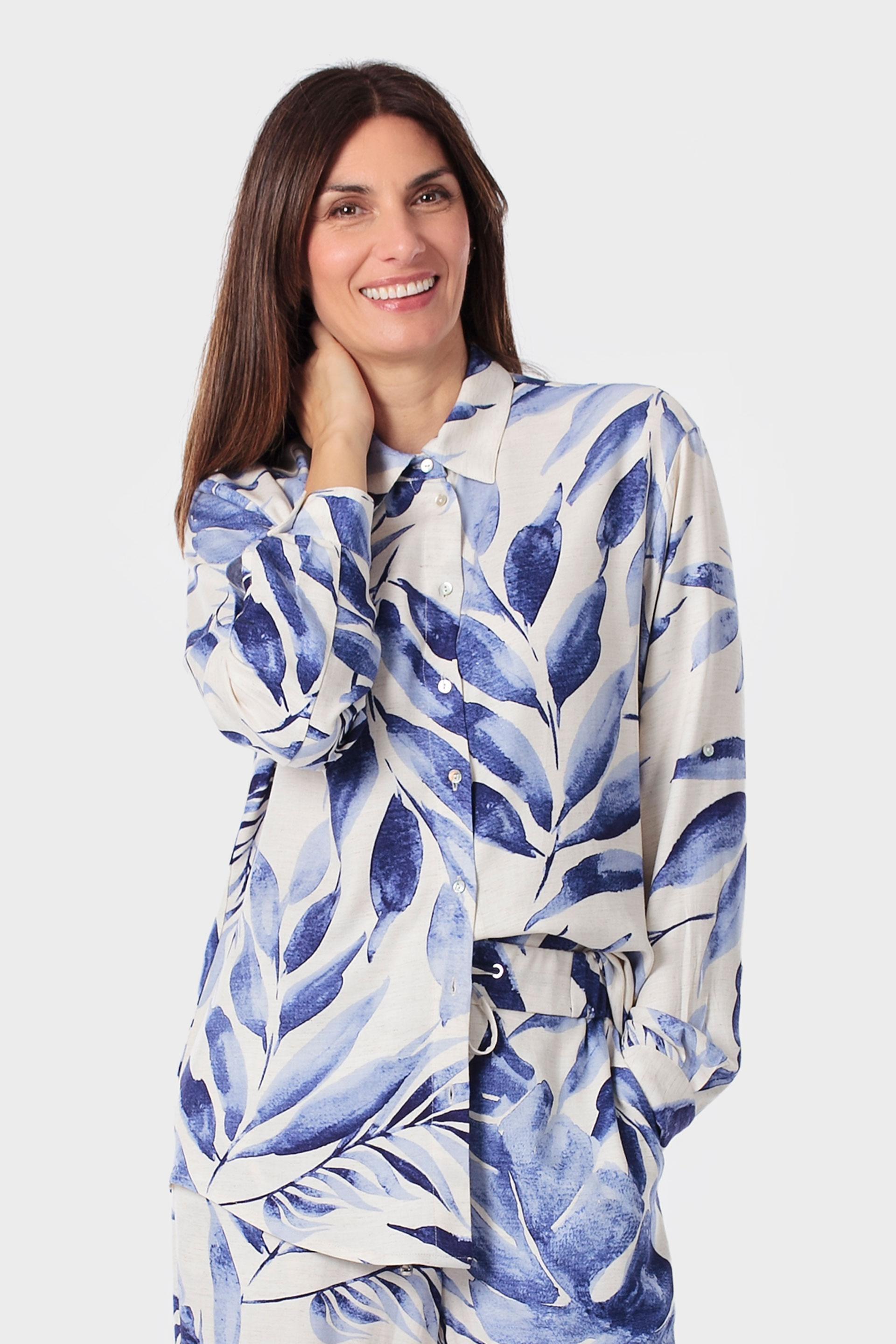Blue Printed Shirt, 3701_399, large image number 0
