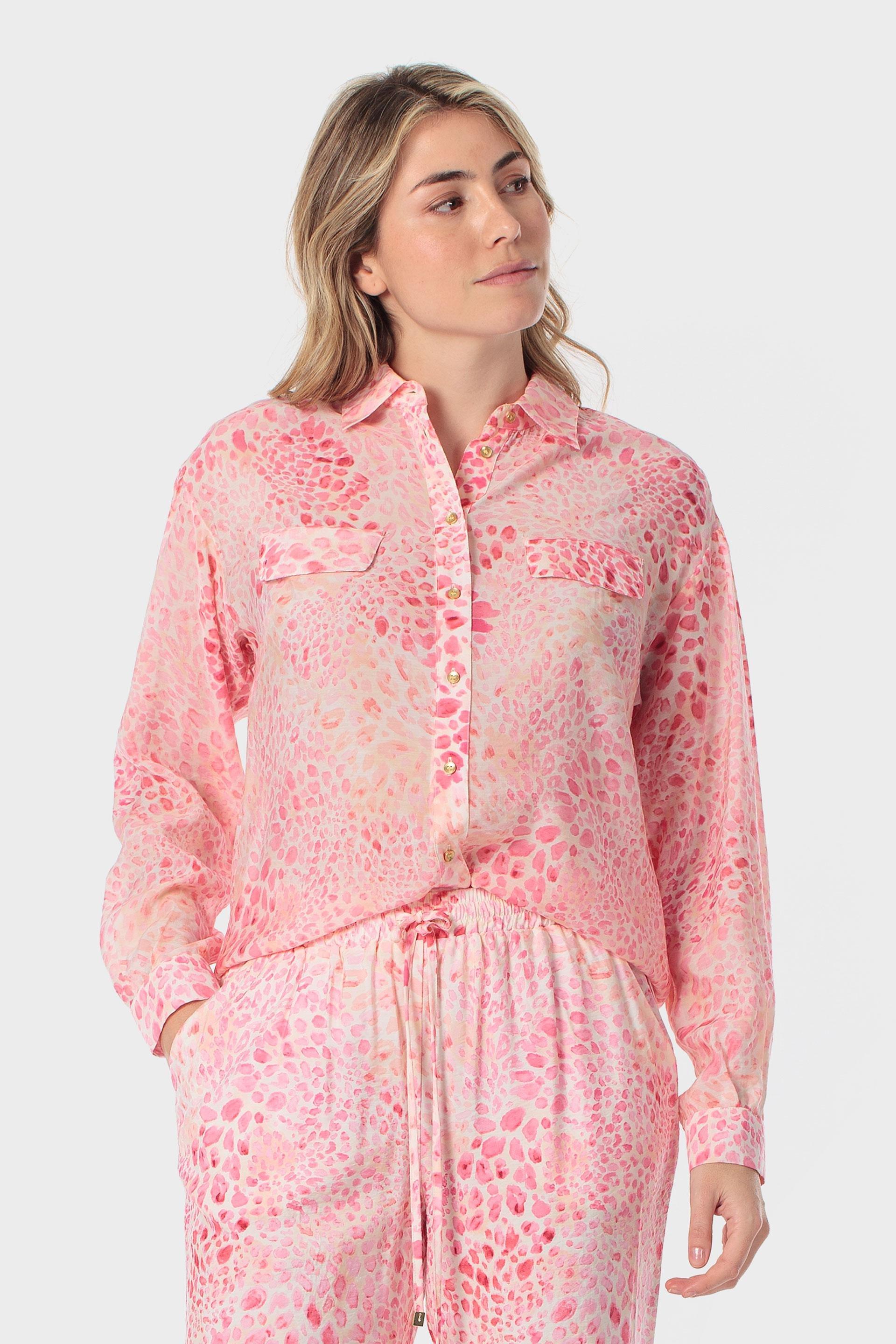 Animal Print Relaxed Shirt Pink, Pink Bubble Gum, medium
