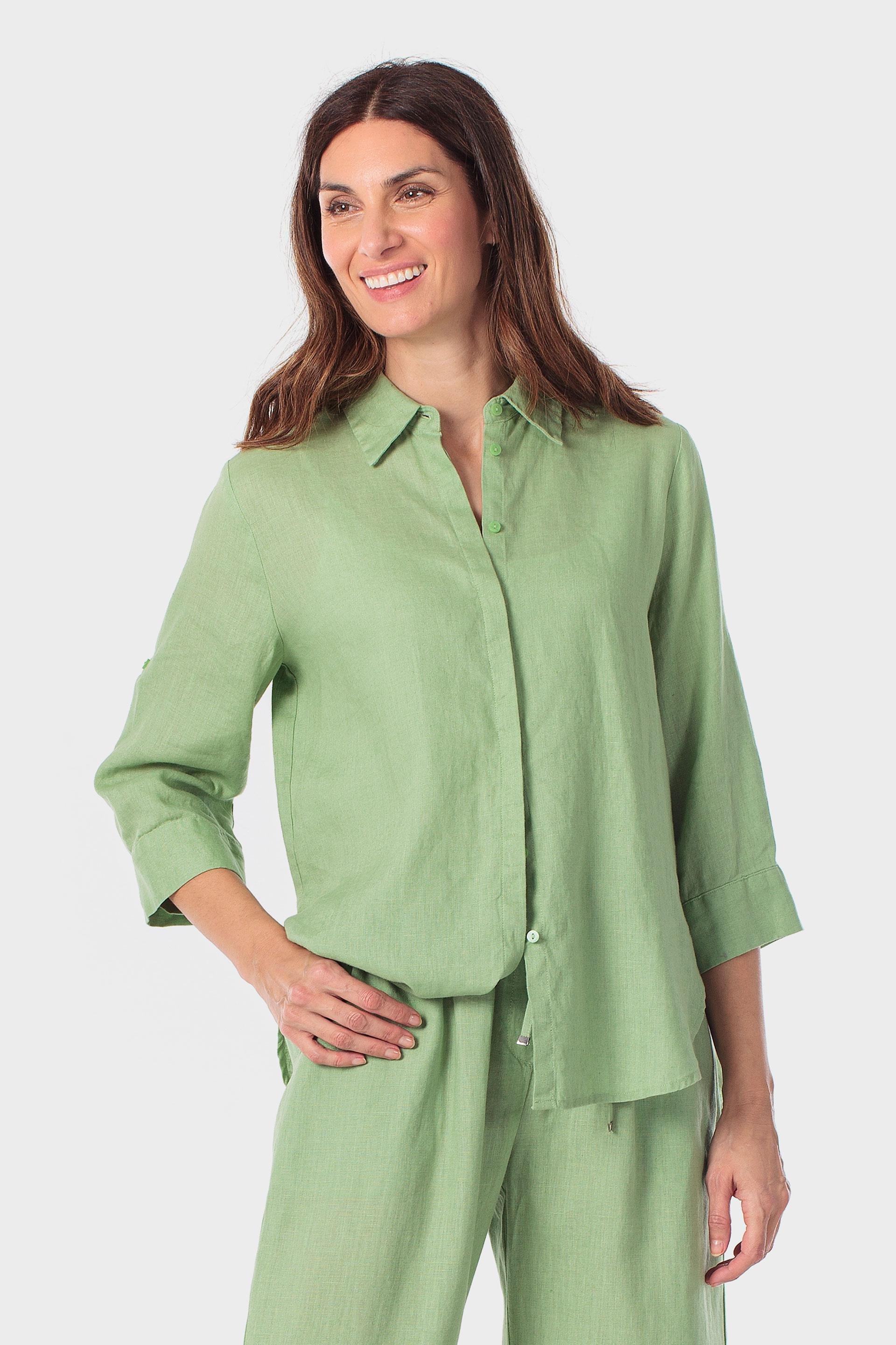 Green Linen Shirt, Green Fern, large image number 0
