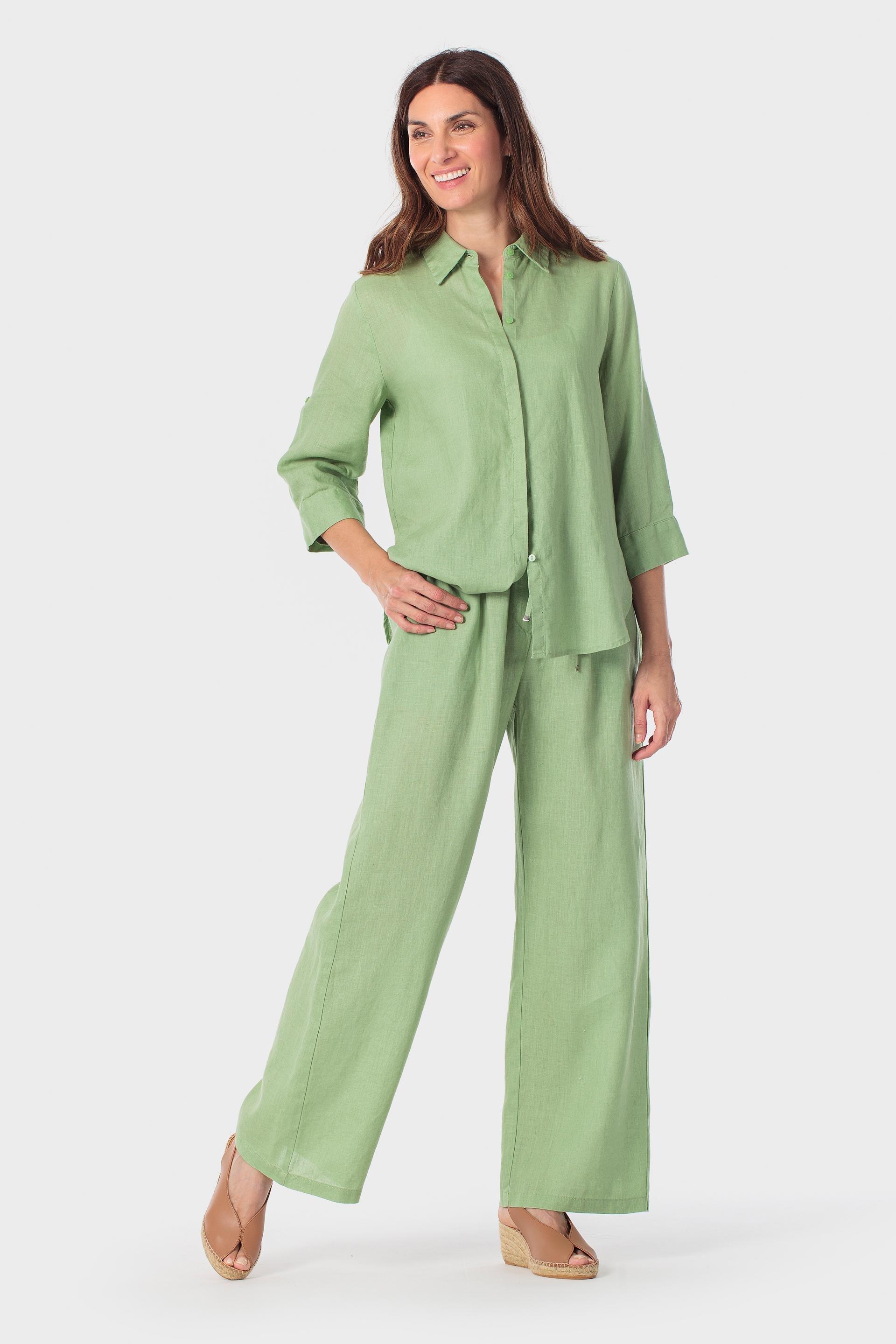 Green Linen Shirt, Green Fern, large image number 1