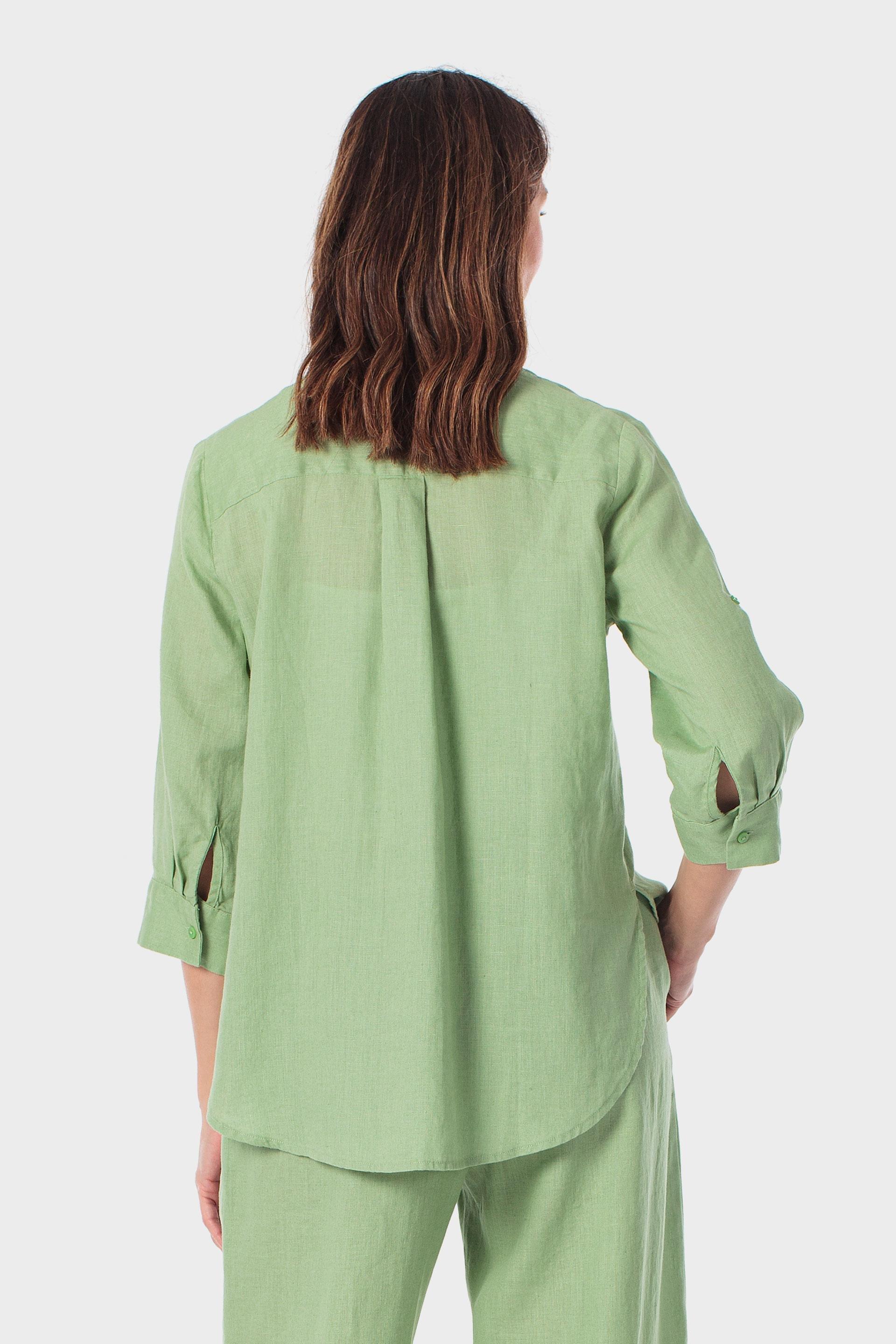 Green Linen Shirt, Green Fern, large image number 2