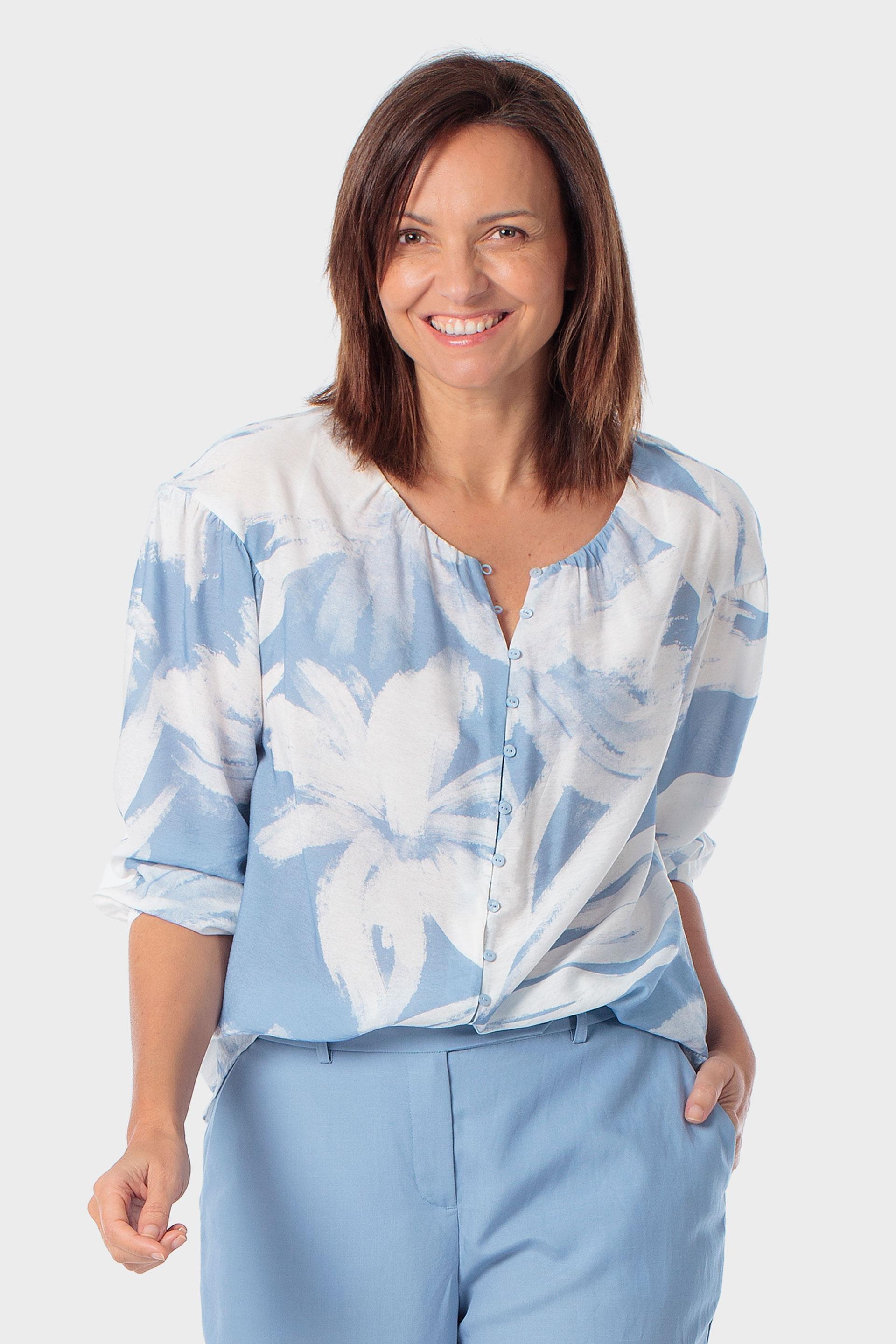 Blue Printed Shirt, 3701_320, large image number 0