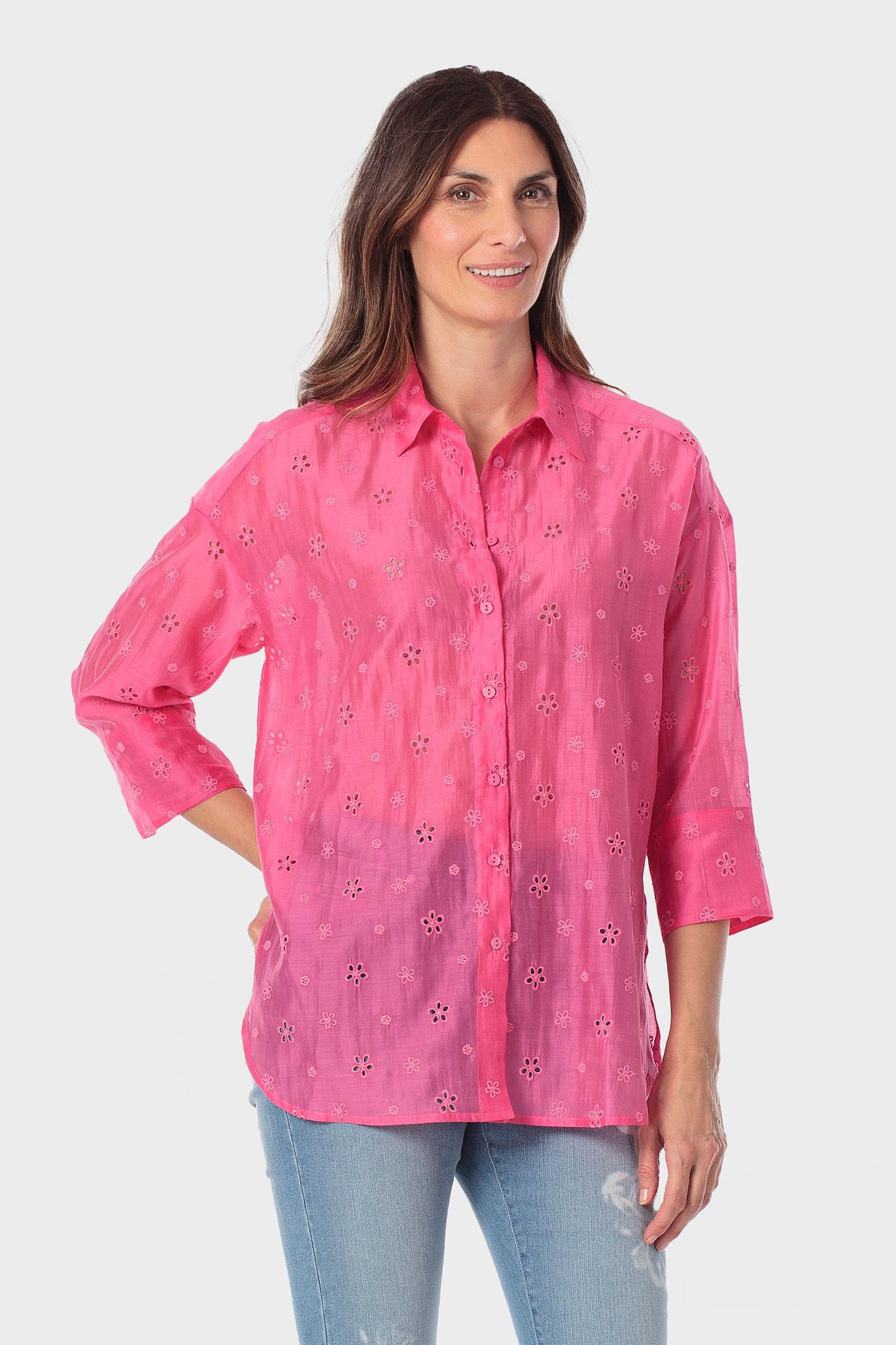 Pink Embroidered Shirt, Fuchsia, large image number 0