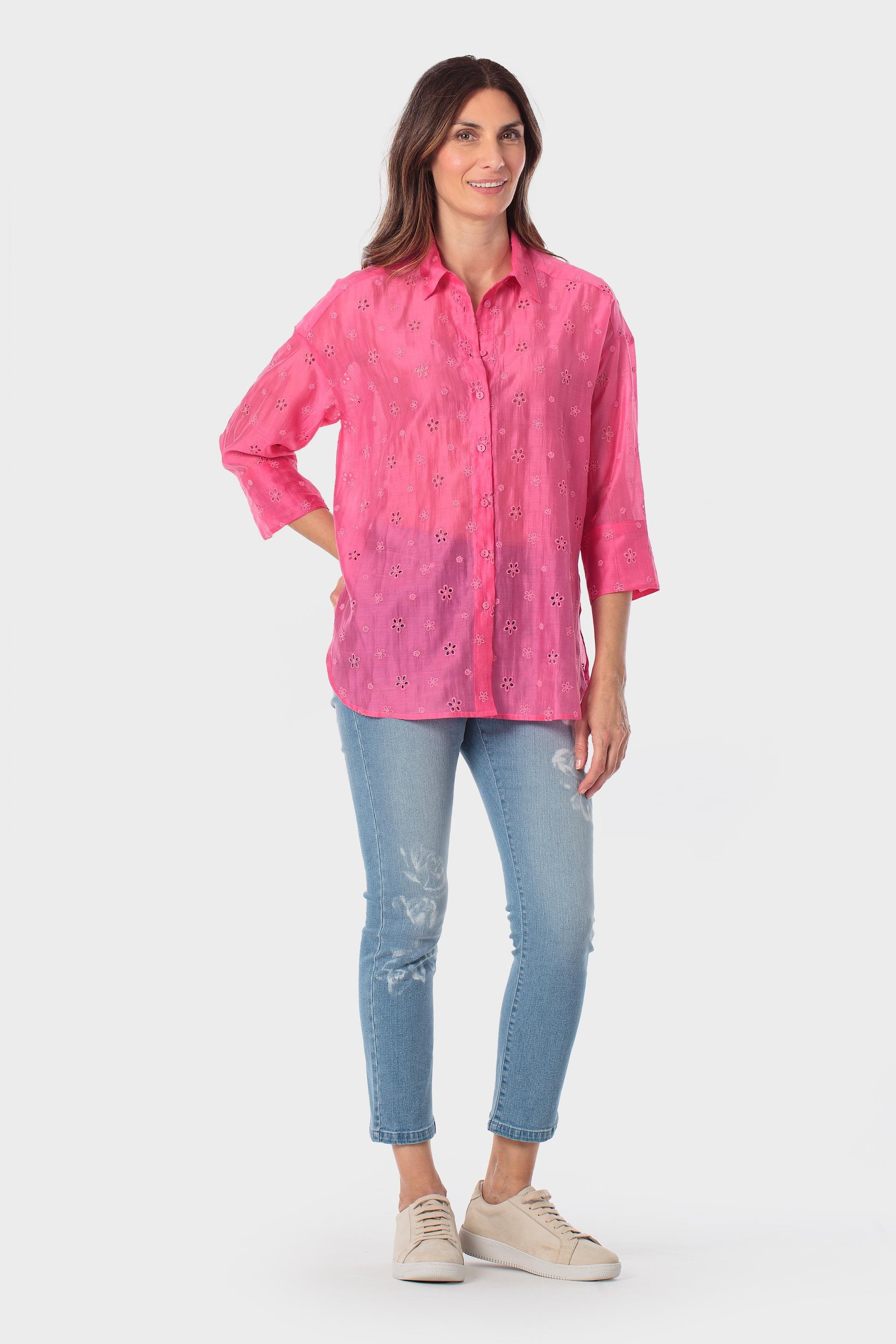 Pink Embroidered Shirt, Fuchsia, large image number 1
