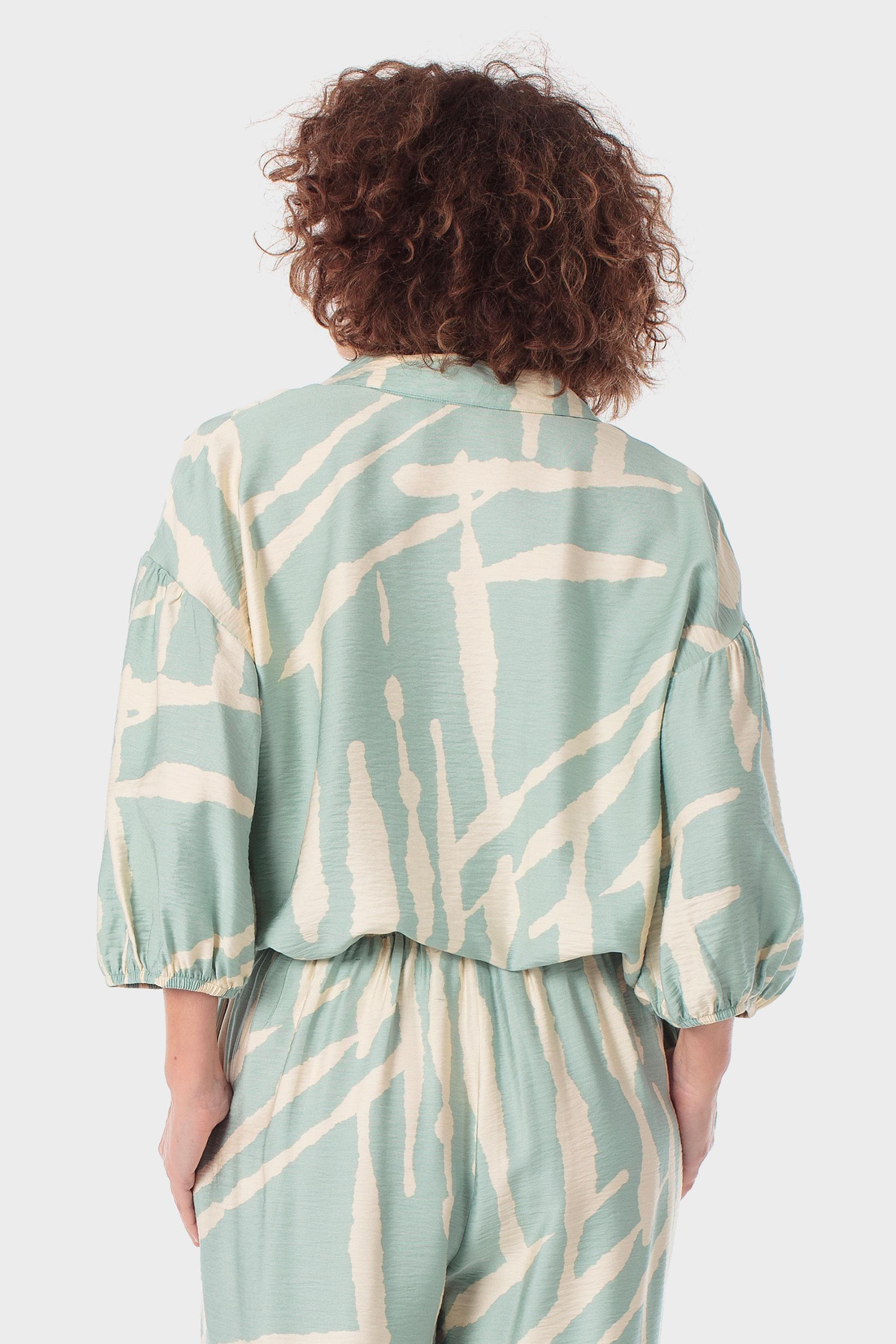 Green Patterned Oversized Shirt, Green Aquamarine, large image number 2